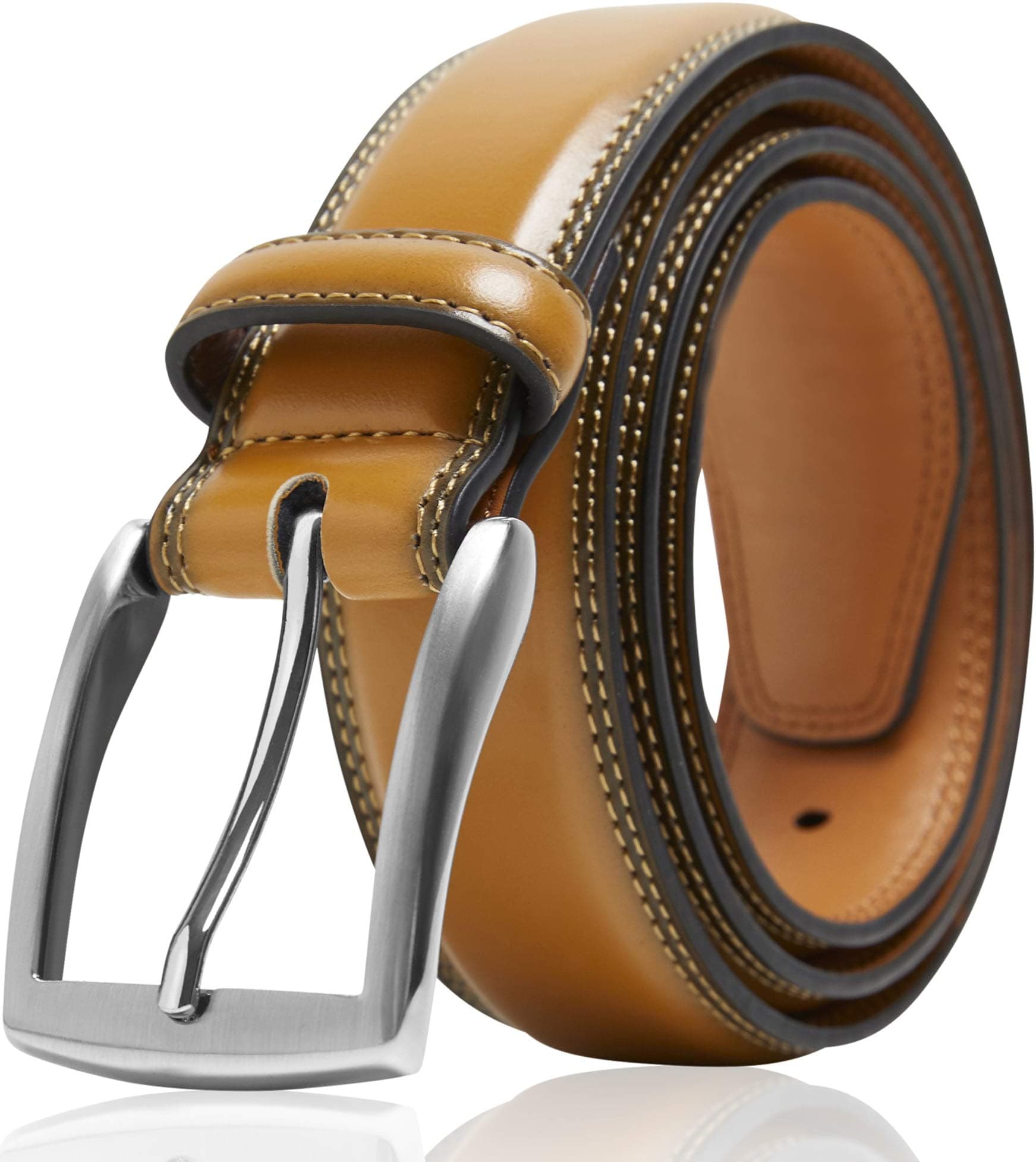Genuine Leather Dress Belts For Men - Mens Belt For Suits, Jeans, Uniform Black Belt - Designed in the USA