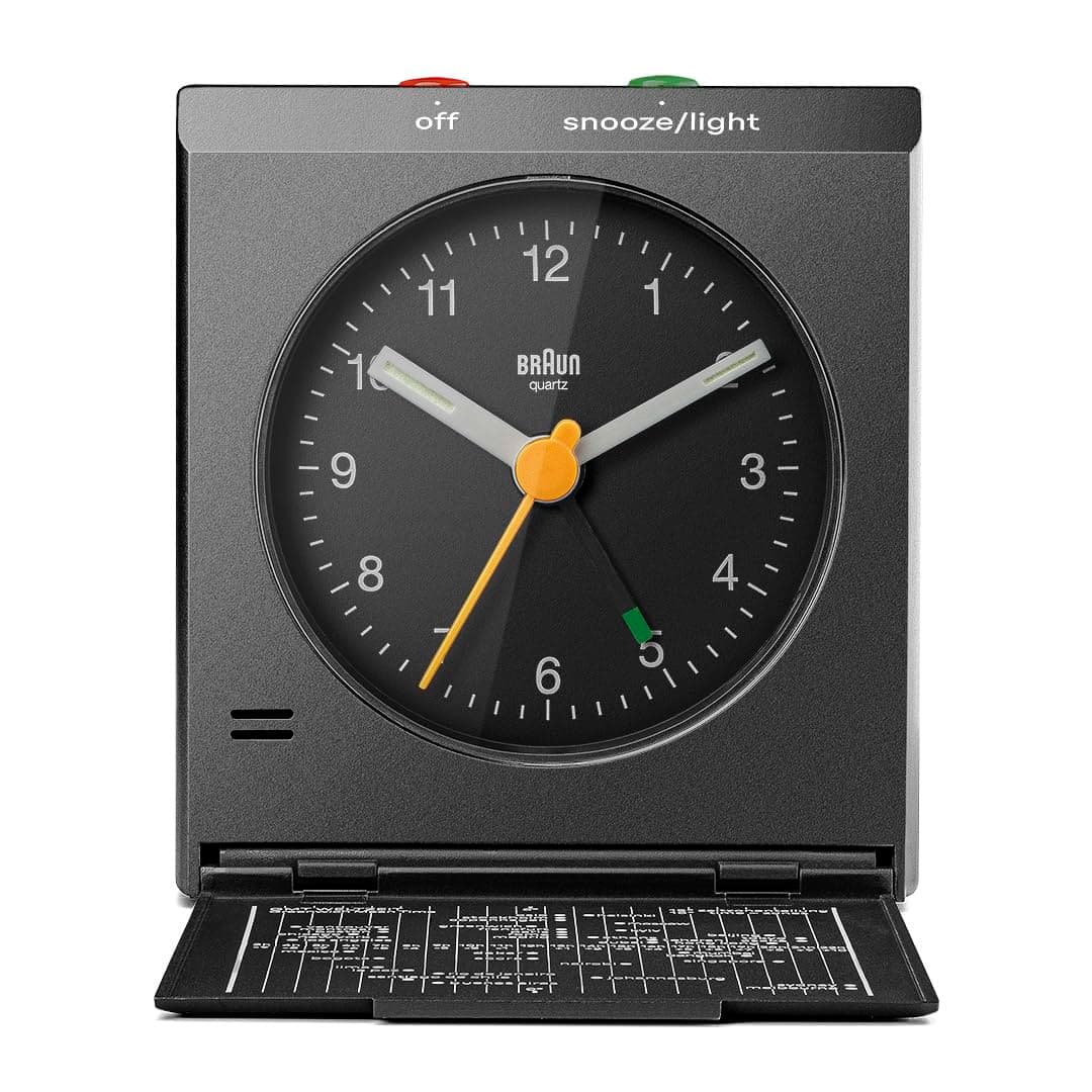 Braun Bc05 Rectangular Analog Modernclock, Black, Small, Contemporary