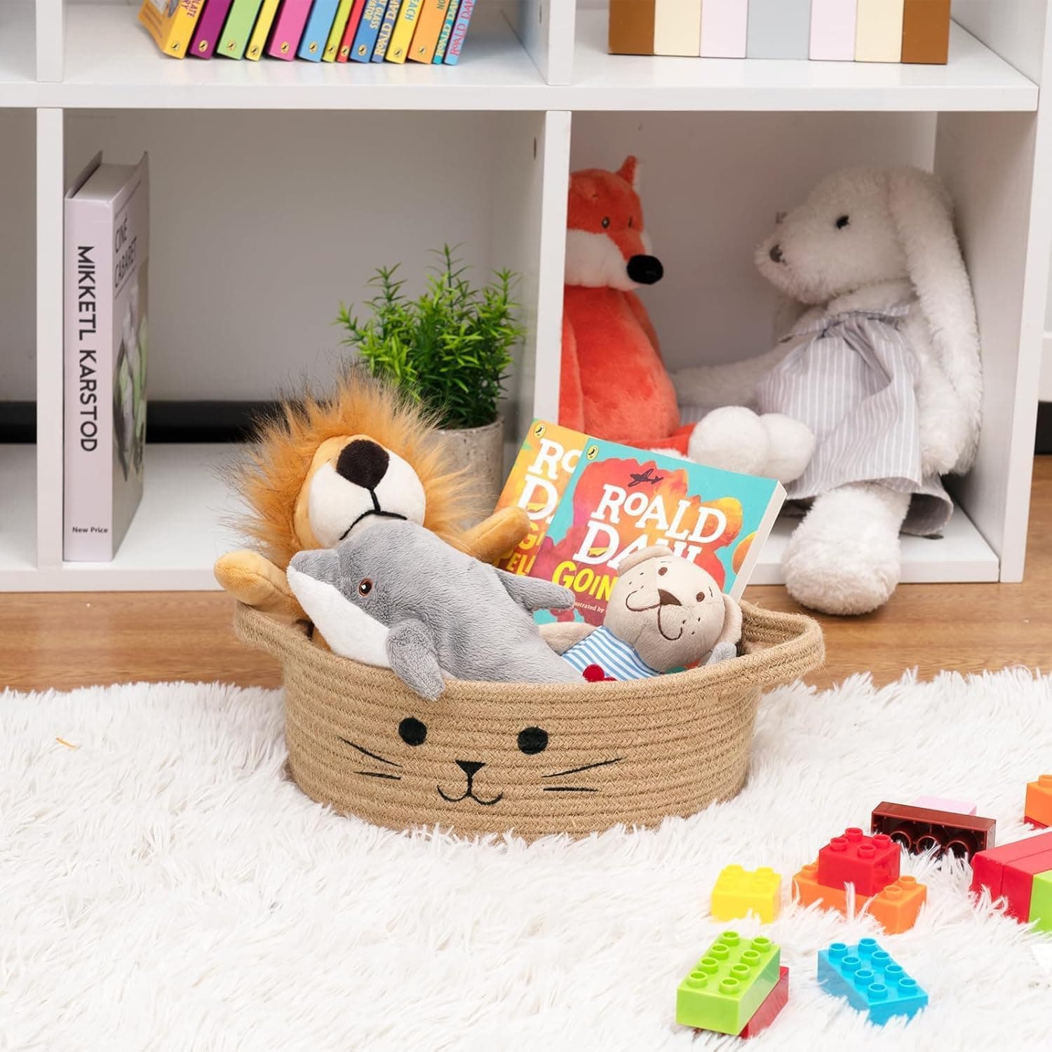 RUGSZONE® Woven Jute Rope Storage Basket, Laundry Basket Organizer For Toys, Blanket, Clothes, Towels, Gifts|Pet Gift Basket For Cat, Dog -