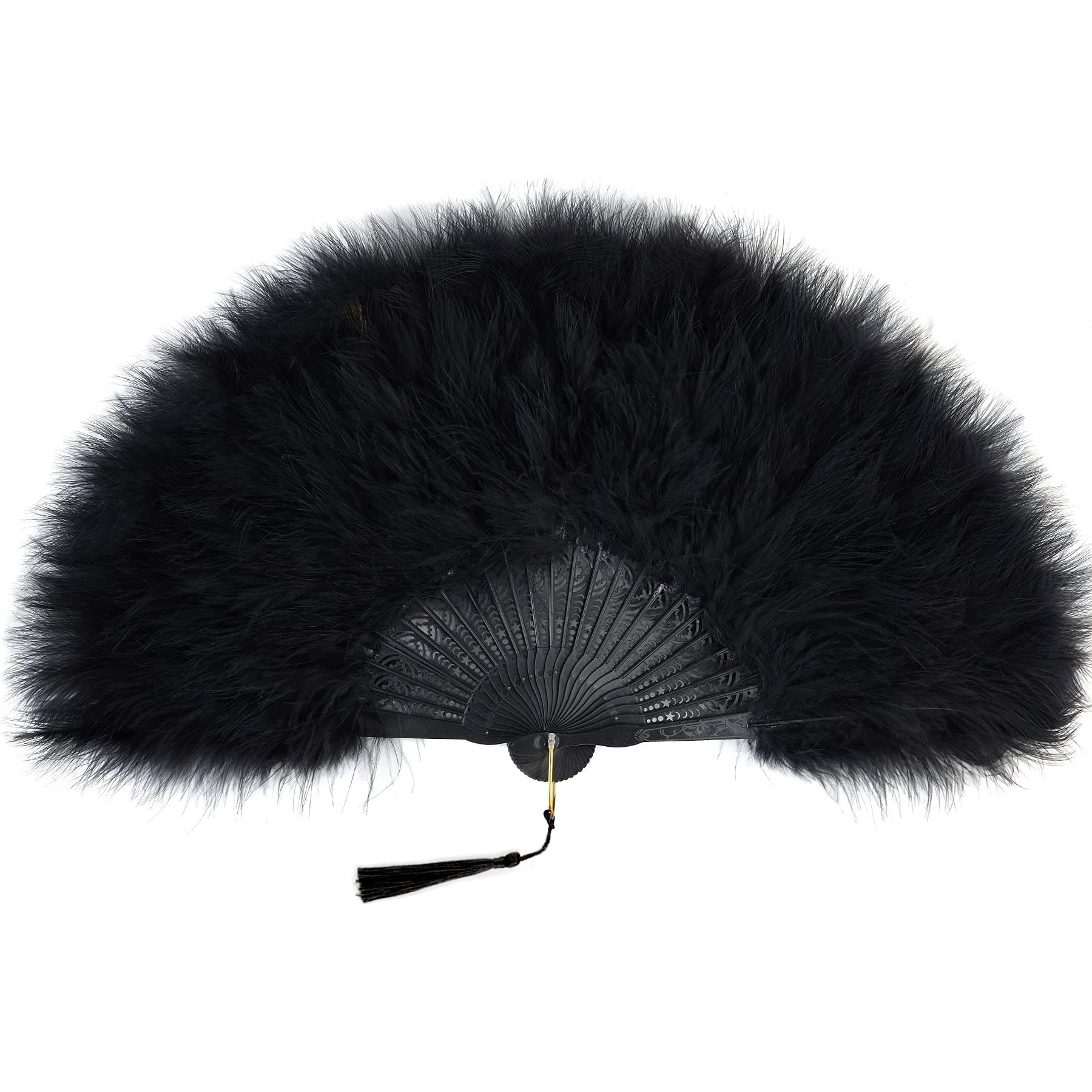 BABEYOND Roaring 20s Vintage Style Folding Handheld Flapper Marabou Feather Hand Fan for Costume Halloween Dancing Party Tea Party Variety Show Pride Parade (Colorful)
