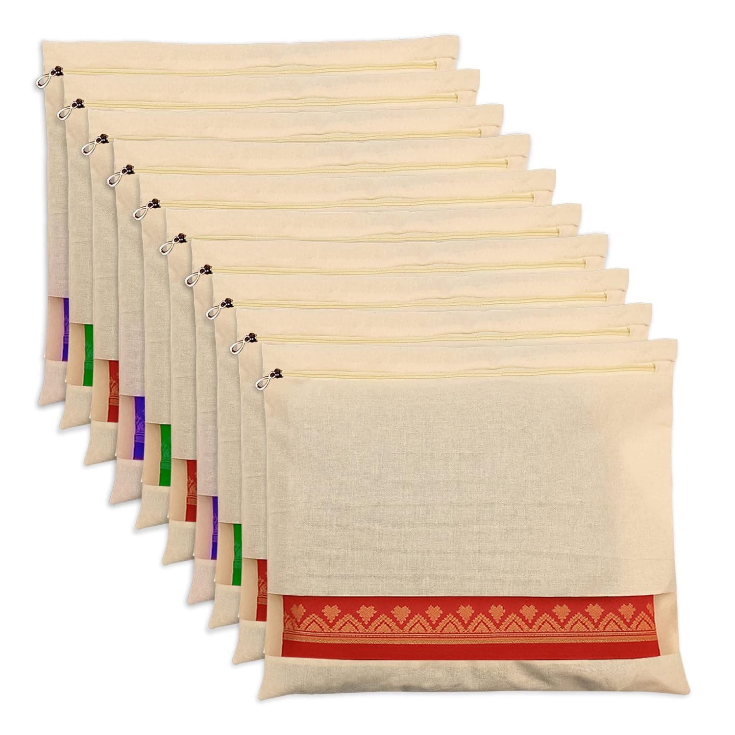 SITTELLA® Cotton Canvas Clothes Storage Bags/Saree Covers with Zip for Storage Specially Design for Woman Dresses, Sarees, Lehengas for Wardrobe Organizer