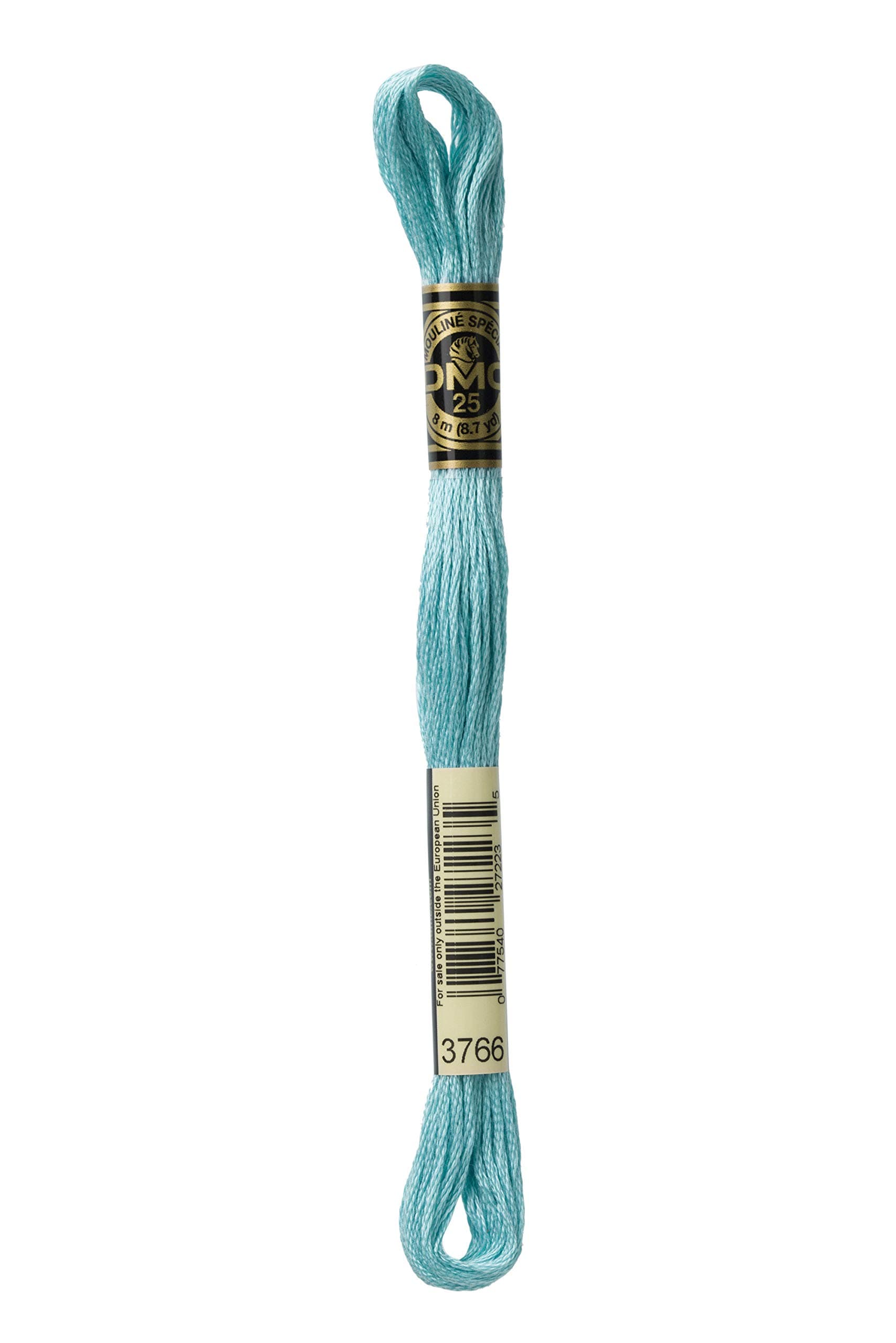 DMC 117-3766 Mouline Stranded Cotton Six Strand Embroidery Floss Thread, Light Peacock Blue, 8.7-Yard