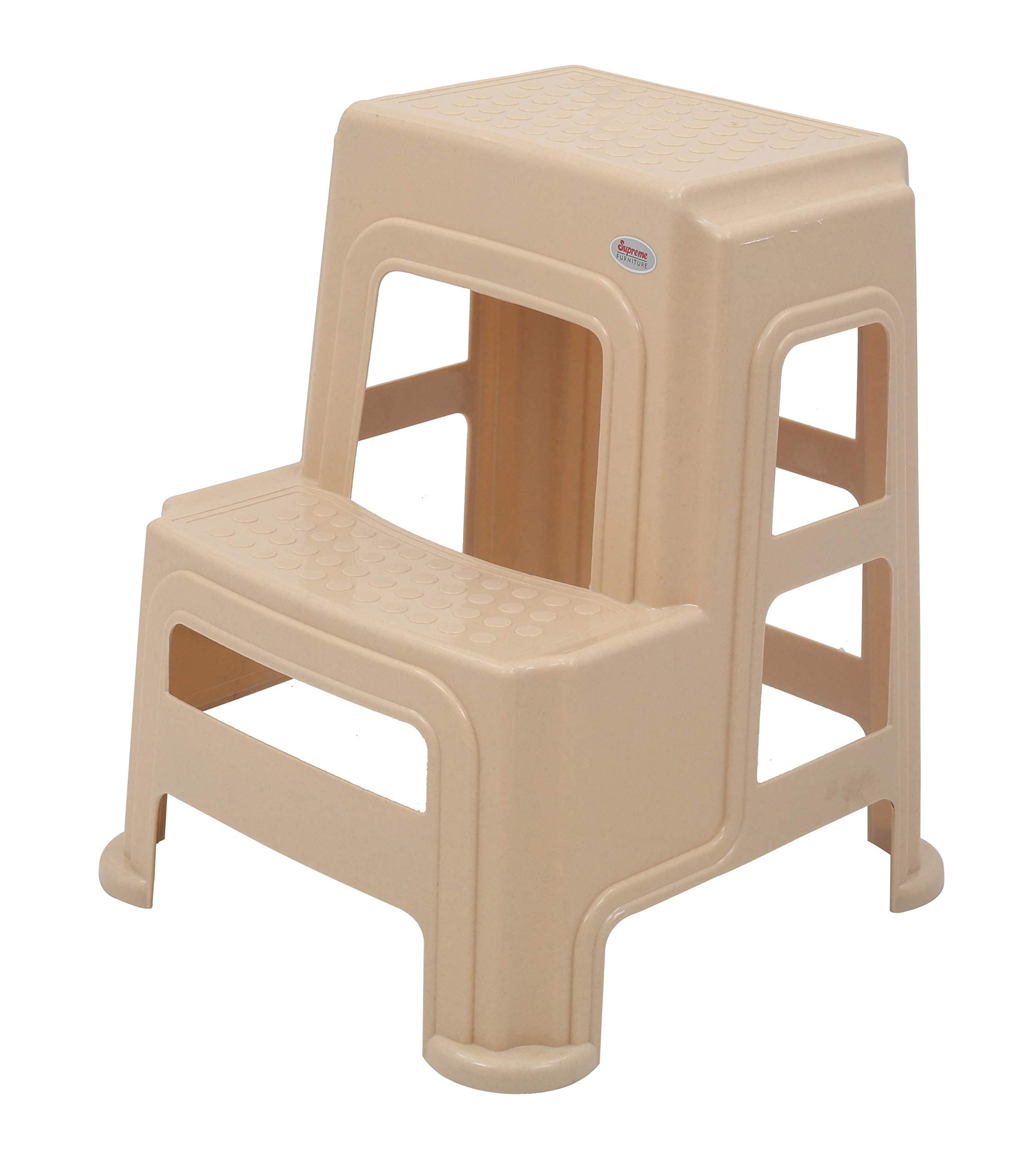 Supreme Stepper Stool For Home & Office Use With Weight Bearing Capacity- 150Kgs, (Color: Marble Beige, 2 Pcs.)Standard(Plastic)