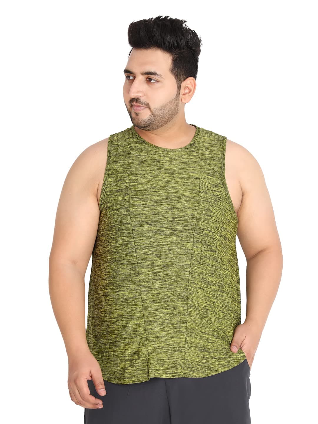 CHKOKKO Men Solid Gym Tank Tops Sleeveless Sports Vest Olive Green XL