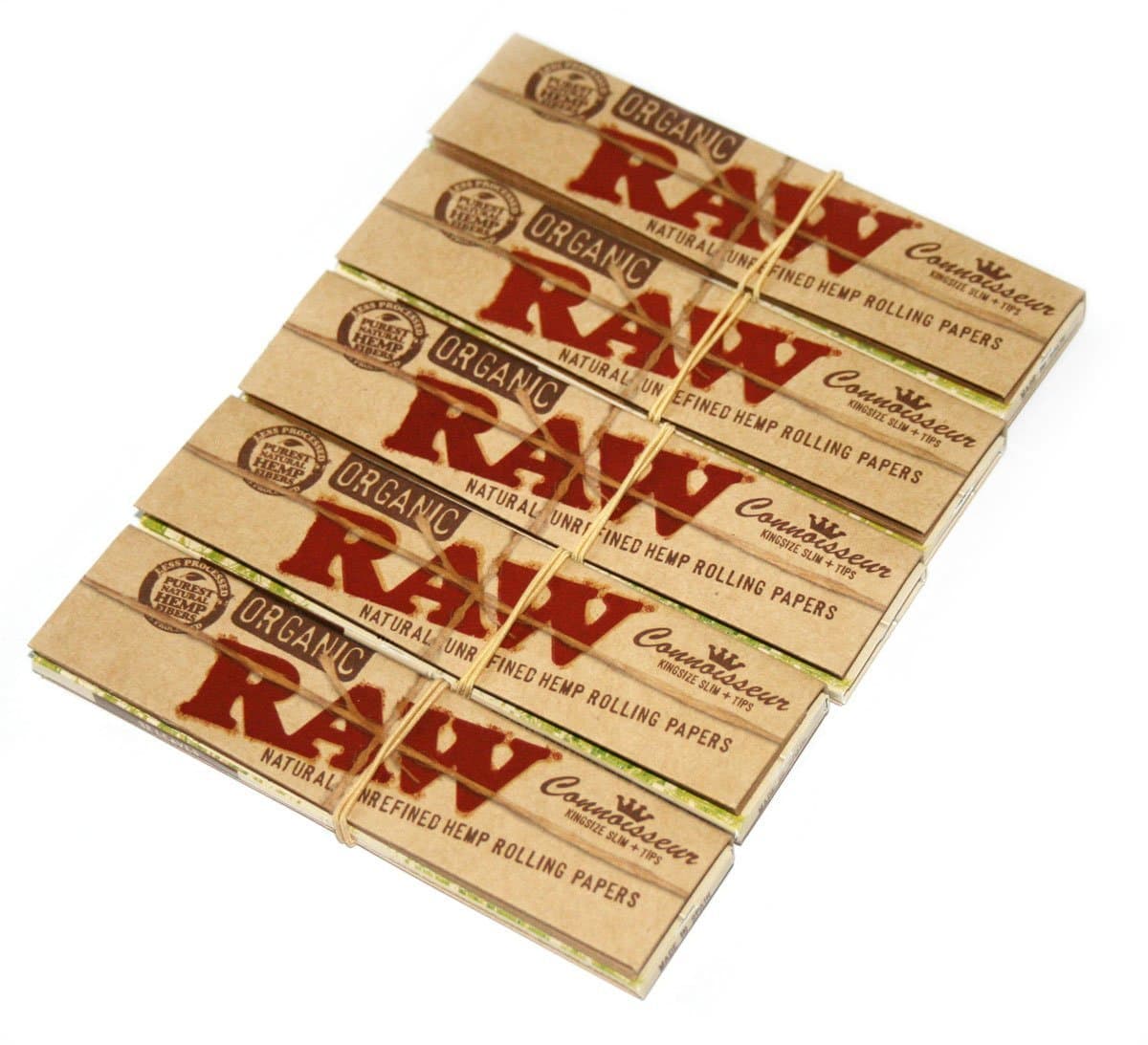 5 x RAW CONNOISSEUR Natural UNREFINED Hemp Rolling papers ORGANIC + TIPS