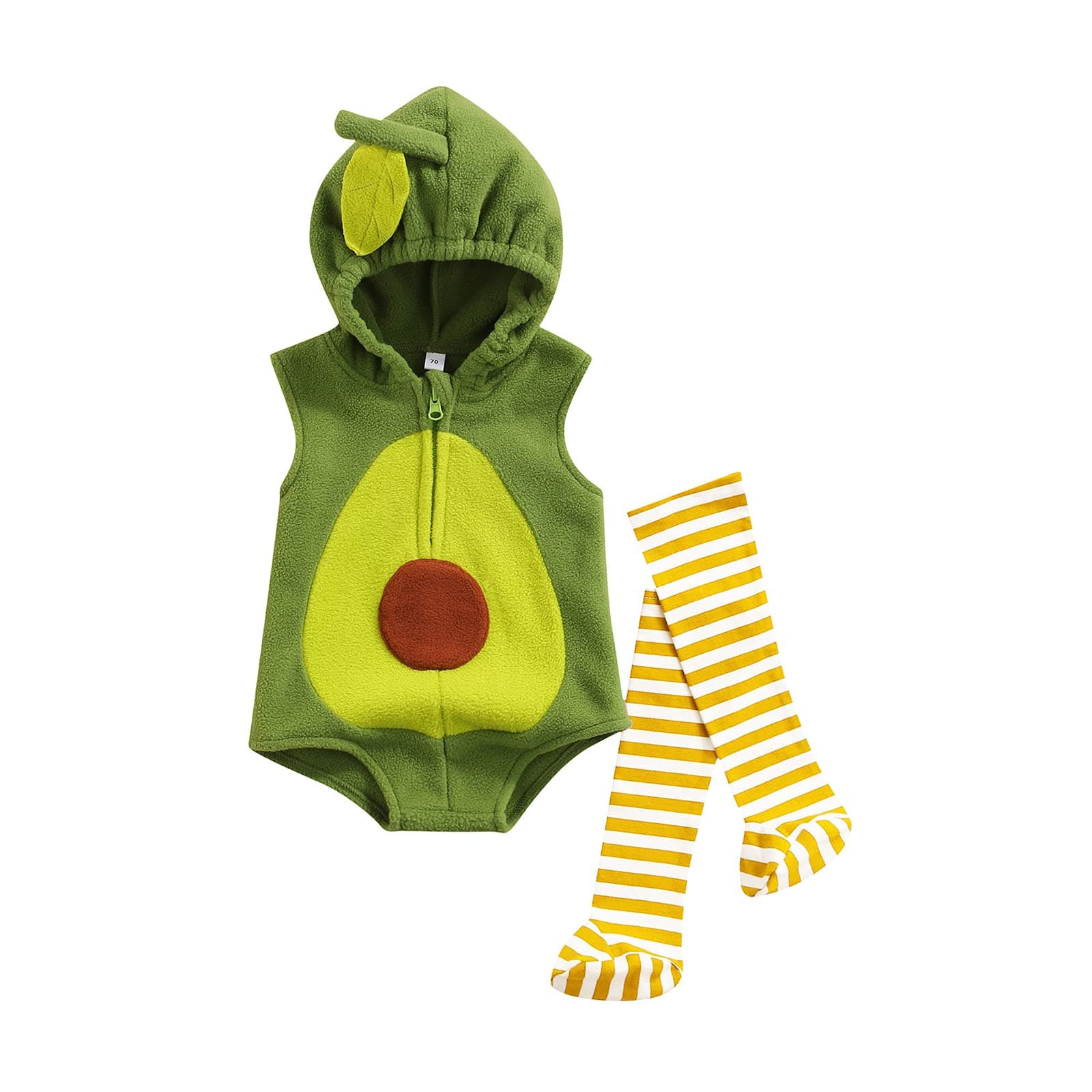 VISGOGO Toddler Infant Baby Boy Girl Avocado Pineapple Fruit Fancy Costume Hooded Romper Jumpsuit Legging 2Pcs Outfit (Green, 0-6 Months)