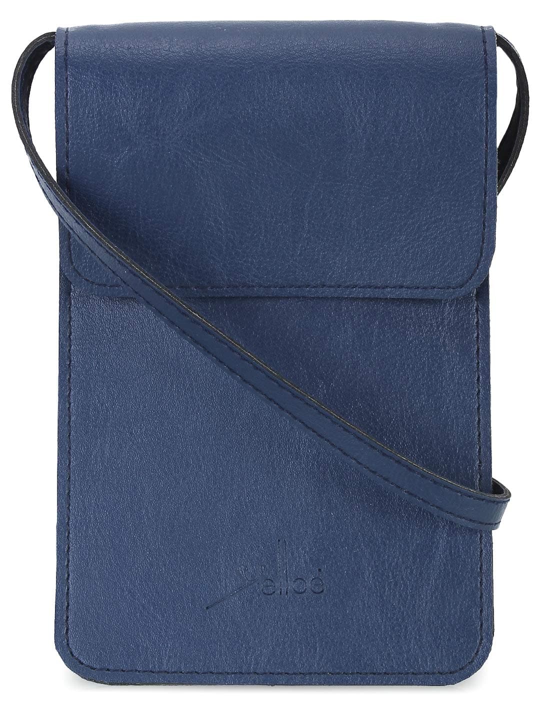 Yelloe Women's Synthetic Mobile Sling Bag (Blue)