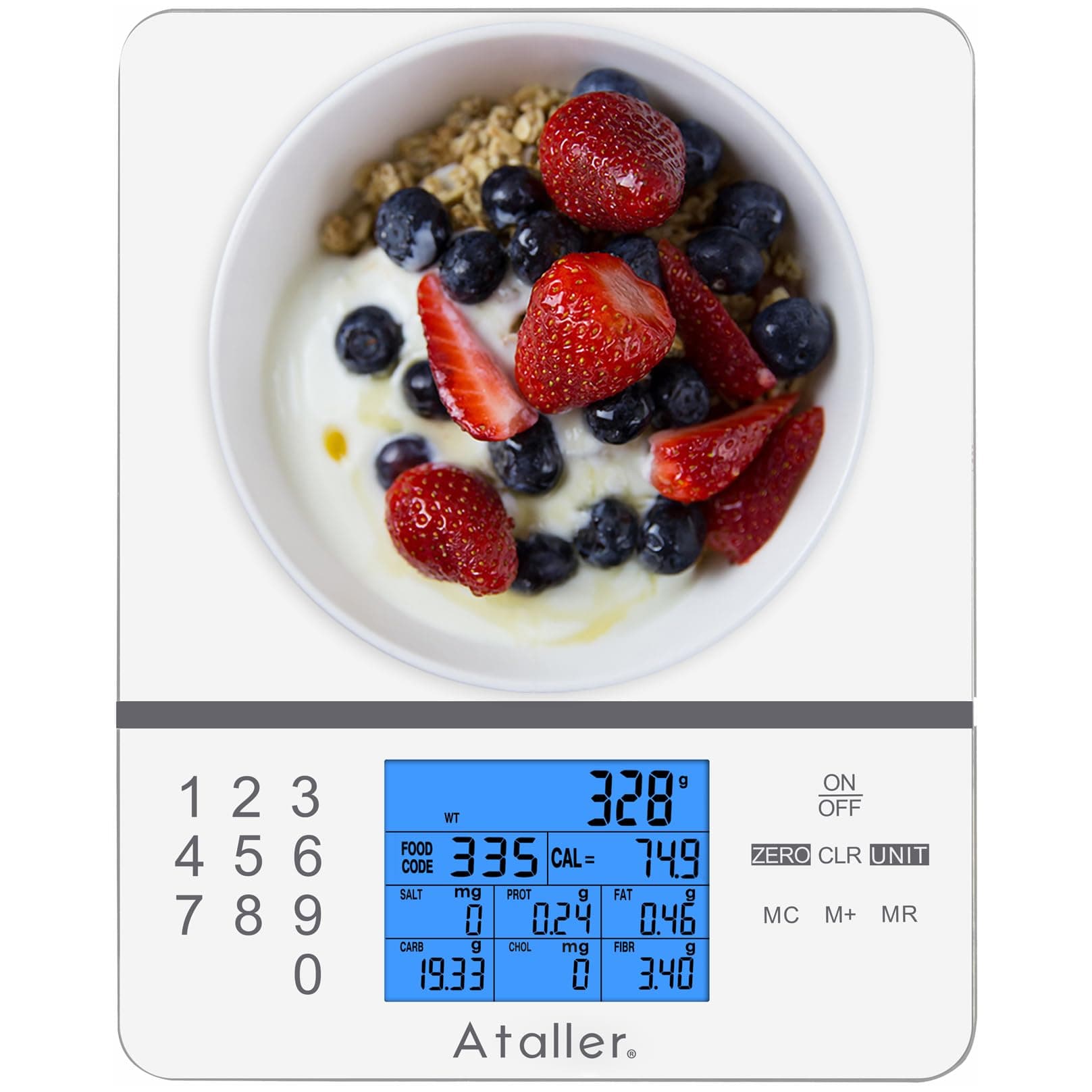 Ataller Food Scale with Nutritional Calculator, 1g Resolution Max 5kg 11Ibs