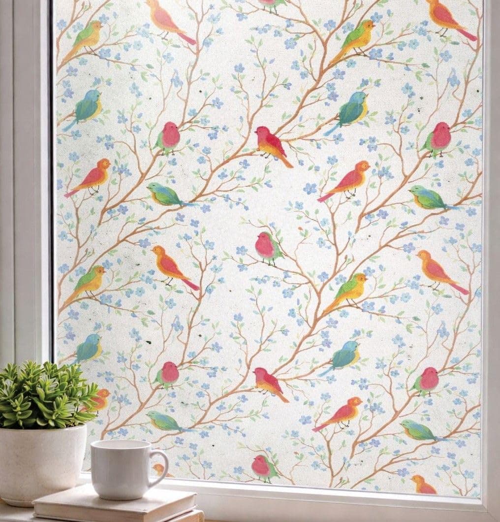 CVANU Premium Decorative Frosted Window Film with Colorful Mosaic Pattern Design | Privacy Glass Sticker for Home, Office & Balcony Windows_cv