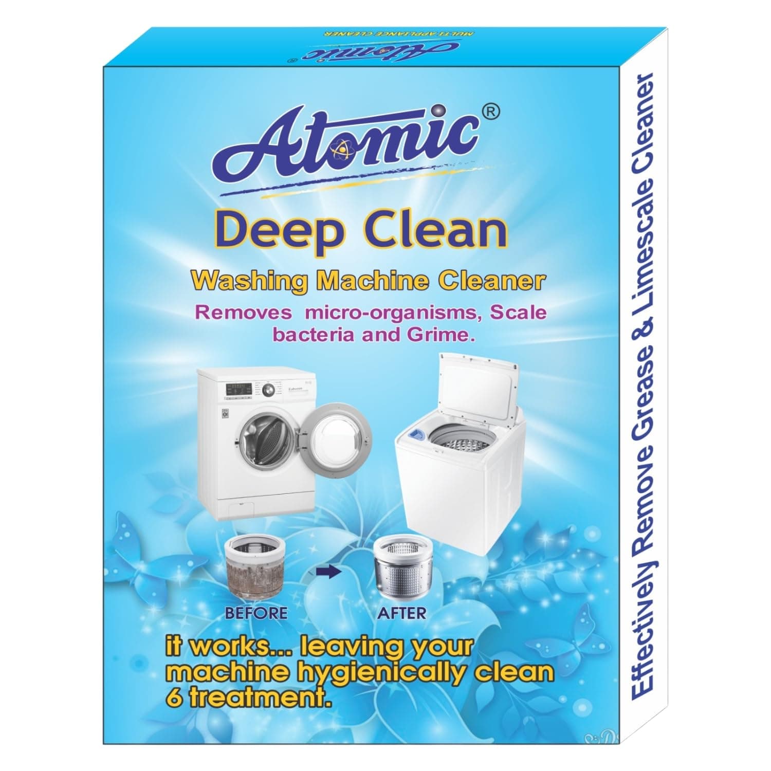 Descaler Powder For Top Load/Front Load (6 Pcs, 50 GM Each) Washing Machine Drum Cleaner & Tub Cleaner, Washing Machine Descaler