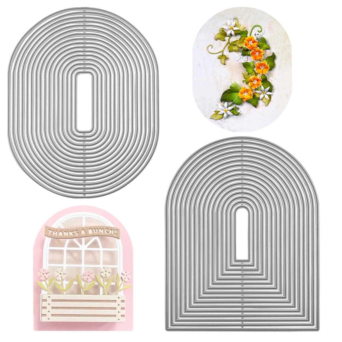 SENHAI Arch Metal Die Cuts & Oval Border Die Cuts for Card Making, Cutting Dies Stencil Metal Embossing Paper Dies for Card Making Supplies Album DIY Scrapbooking