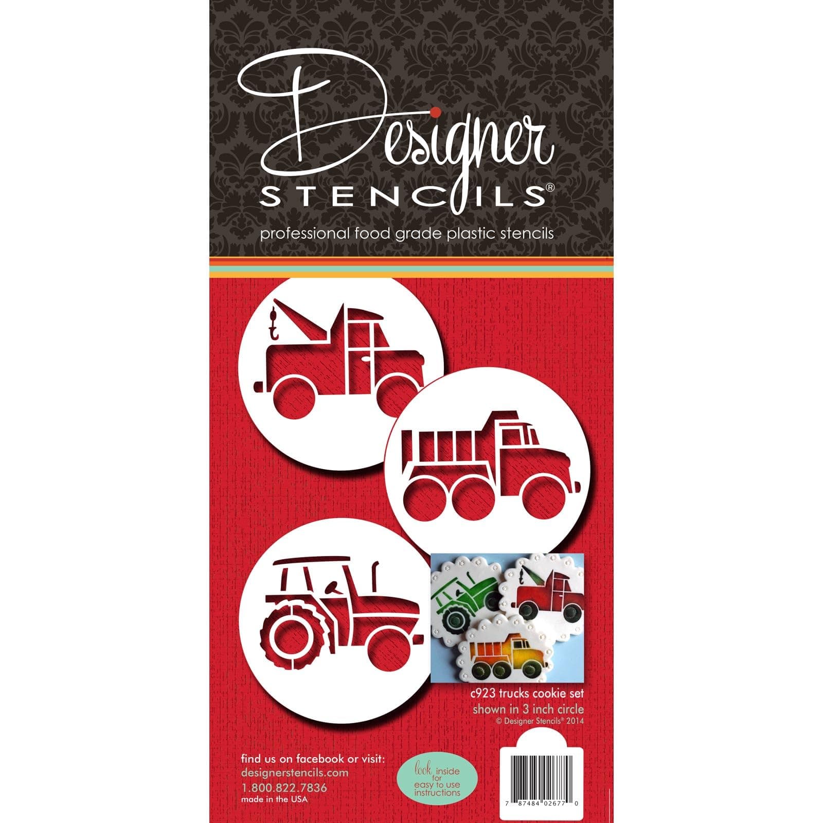 Designer Stencils C923 Trucks Cookie Set, Beige/Semi-Transparent