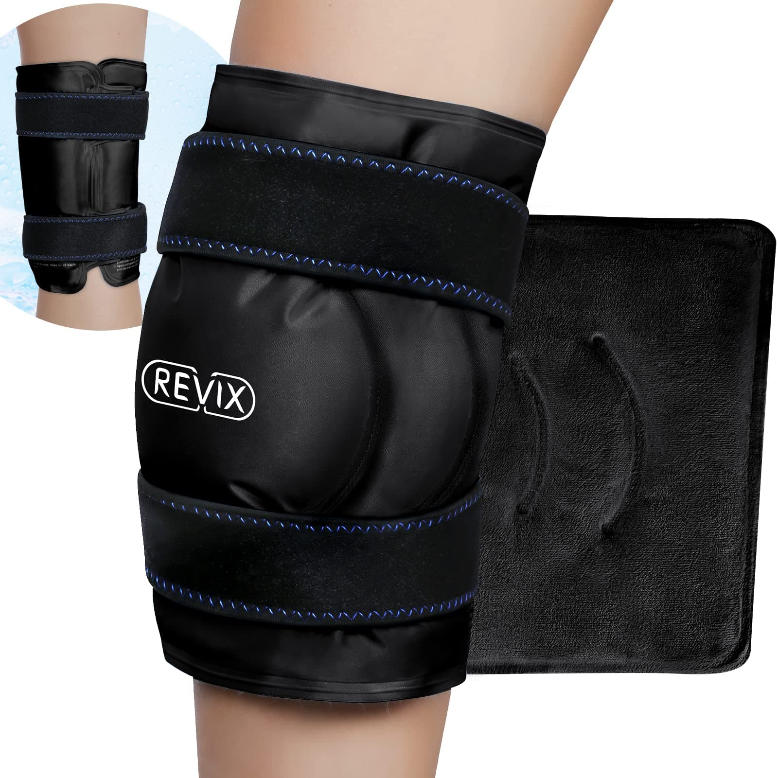 REVIX XL Knee Ice Pack Wrap Around Entire Knee After Surgery, Gel Ice Pack for Knee Pain Relief, Athletic Injuries, Arthritis, ACL, Tendonitis & Knee Replacement Surgery, Large Knee Cold Pack Reusable
