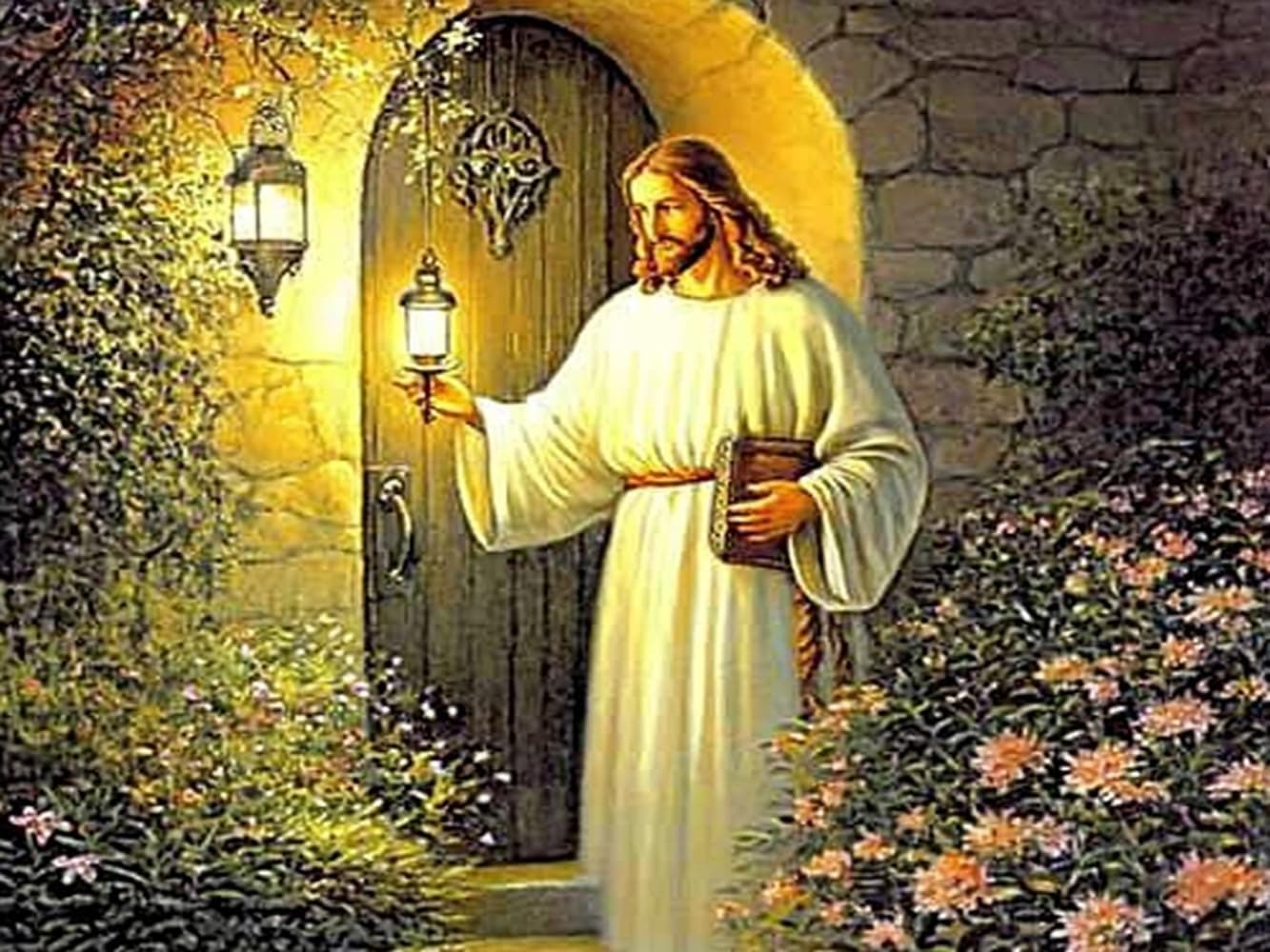 F-CANLAN 5D DIY Jesus Lamp Diamond Painting Set, Full Drill Religious Art Craft Kit for Adults (16X12 inches)