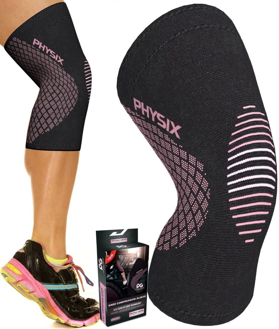 Physix Gear Knee Support Brace - Premium Recovery & Compression Sleeve For Meniscus Tear, ACL, MCL Running & Arthritis - Neoprene Stabilizer Wrap for Crossfit, Squats & Workouts - For Men & Women