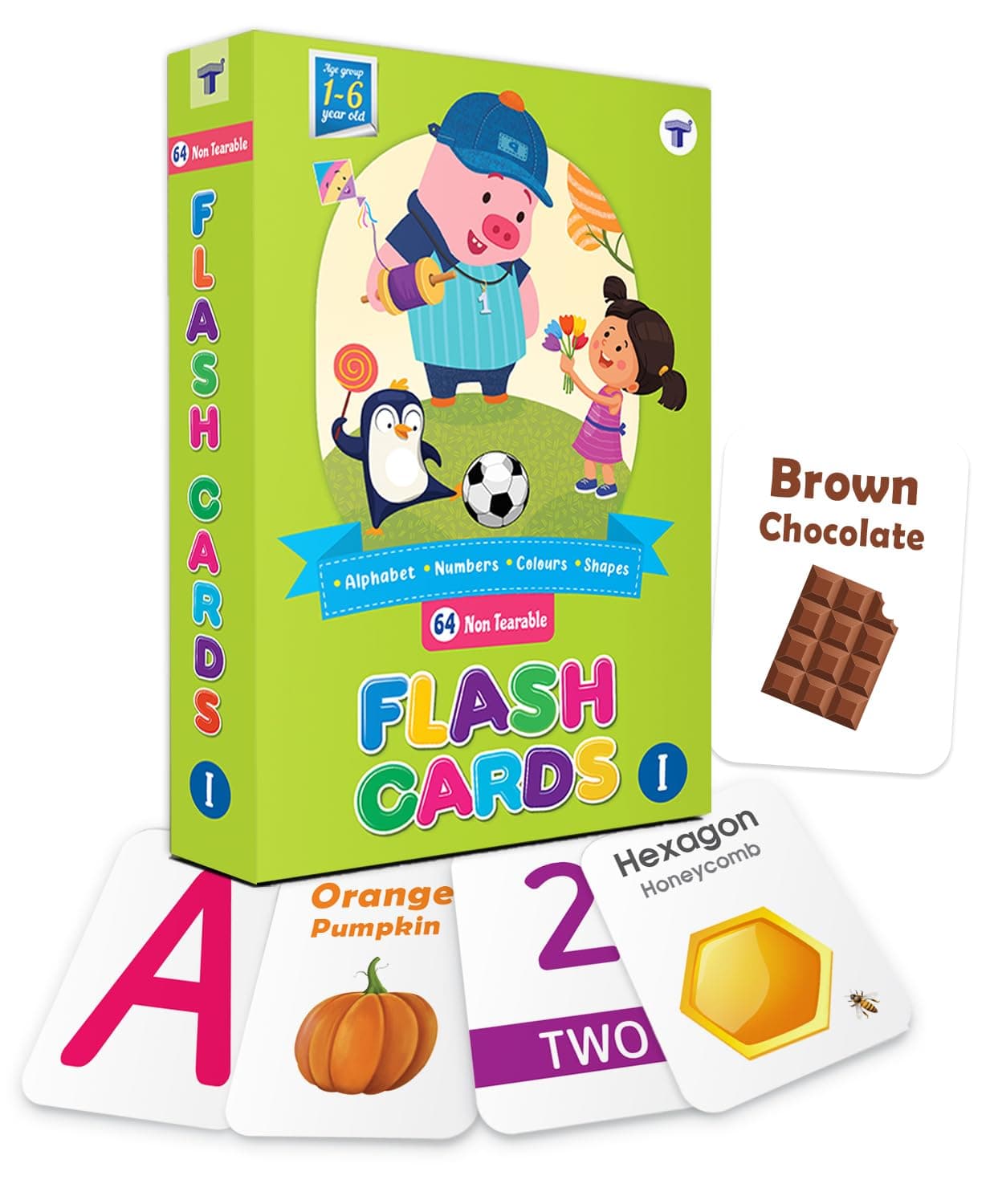 Flash Cards for Kids 2+ Years | 64 Non-Tearable Flash Cards | Alphabet, Numbers (1-20 in Words), Shapes and Colours | Educational Toys for Toddlers and Preschool Learning
