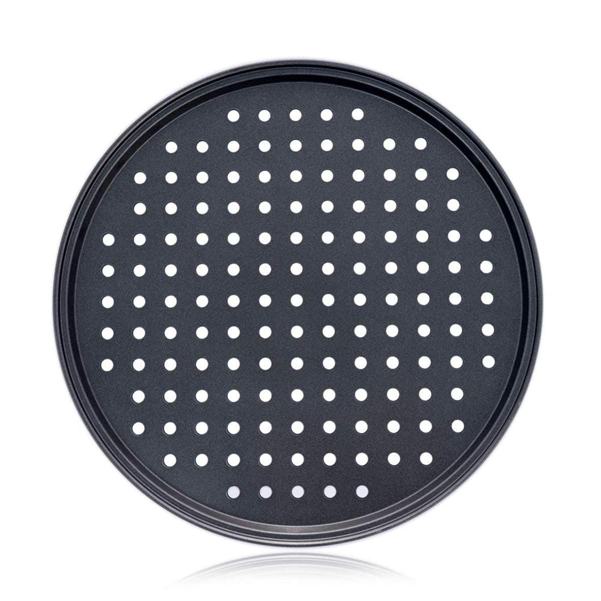 Alices 13 Inch/32CM Nonstick Carbon Steel Pizza Tray Pizza Pan Perforated Round for Home Kitchen