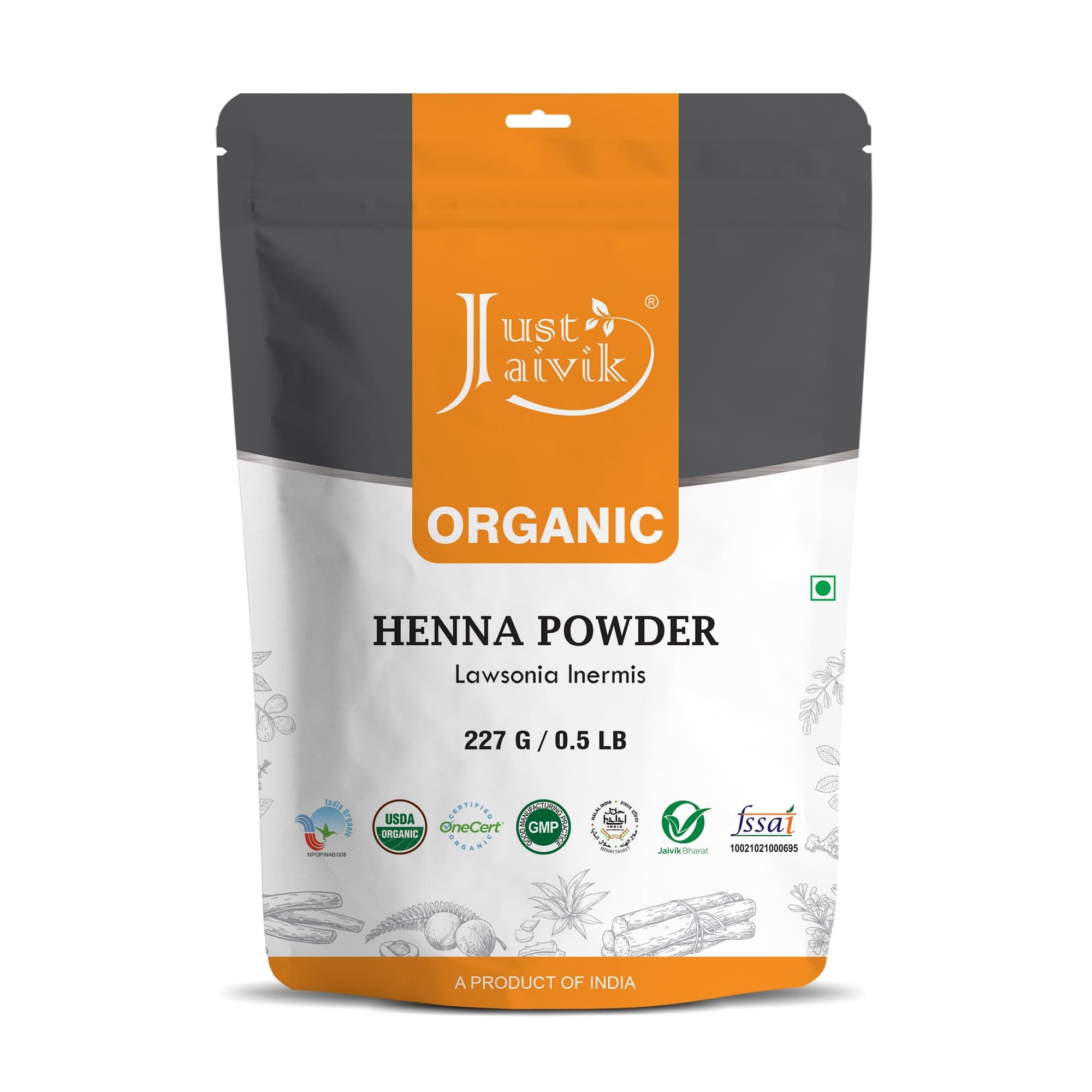 Just Jaivik Organic Henna Powder for Hair, 227g