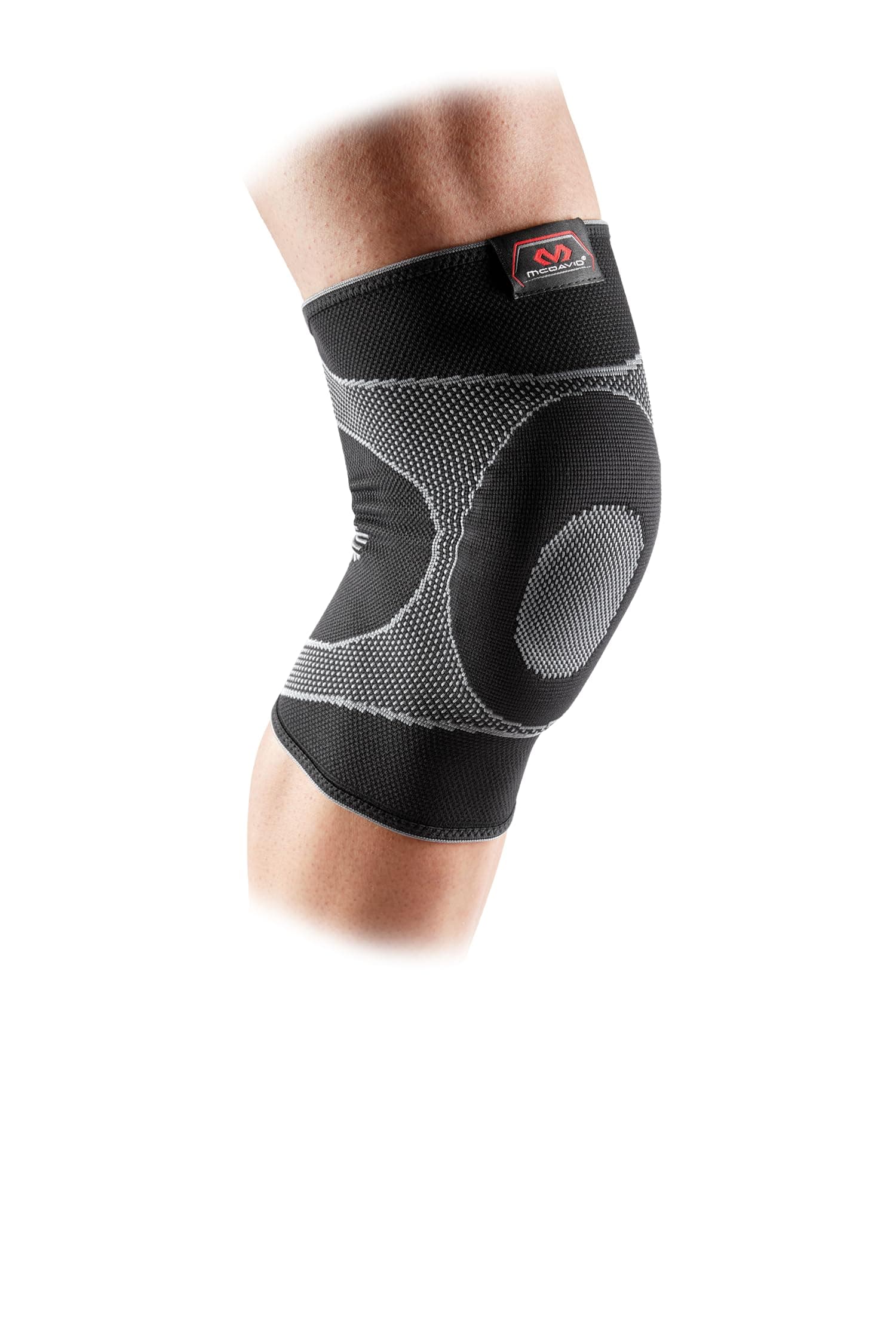 McDavid MD5125-01 Nylon 4 Way Elastic Knee Sleeve with Gel Buttress, Adult Large (Black)