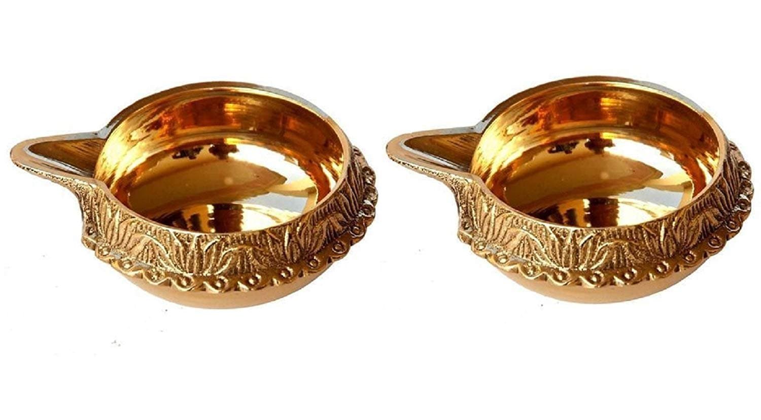 Wall1ders Set of 2 (Small 5.8Cm) Brass Diya for puja (Golden Color) Pital Kuber Deep Vilakku for Daily/Festive Worship, Home Temple Decoration, Diwali, Housewarming, Wedding & Spiritual Return Gift.