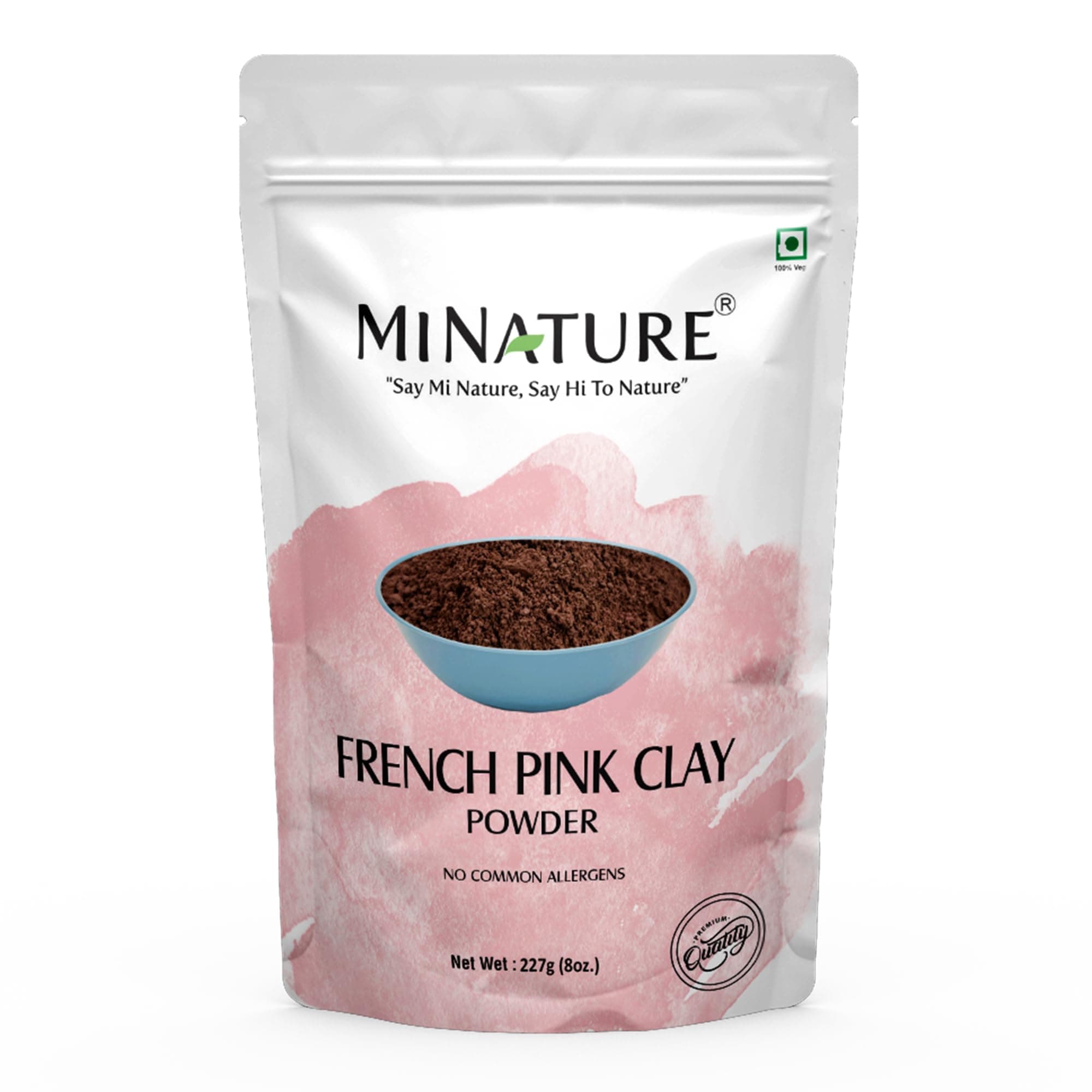Mi Nature French Pink Powder | Montmorillonite Rose Pink-Clay | Detox, Exfoliation, Oil Control|100% Pure & Natural Face Mask Skincare |227g