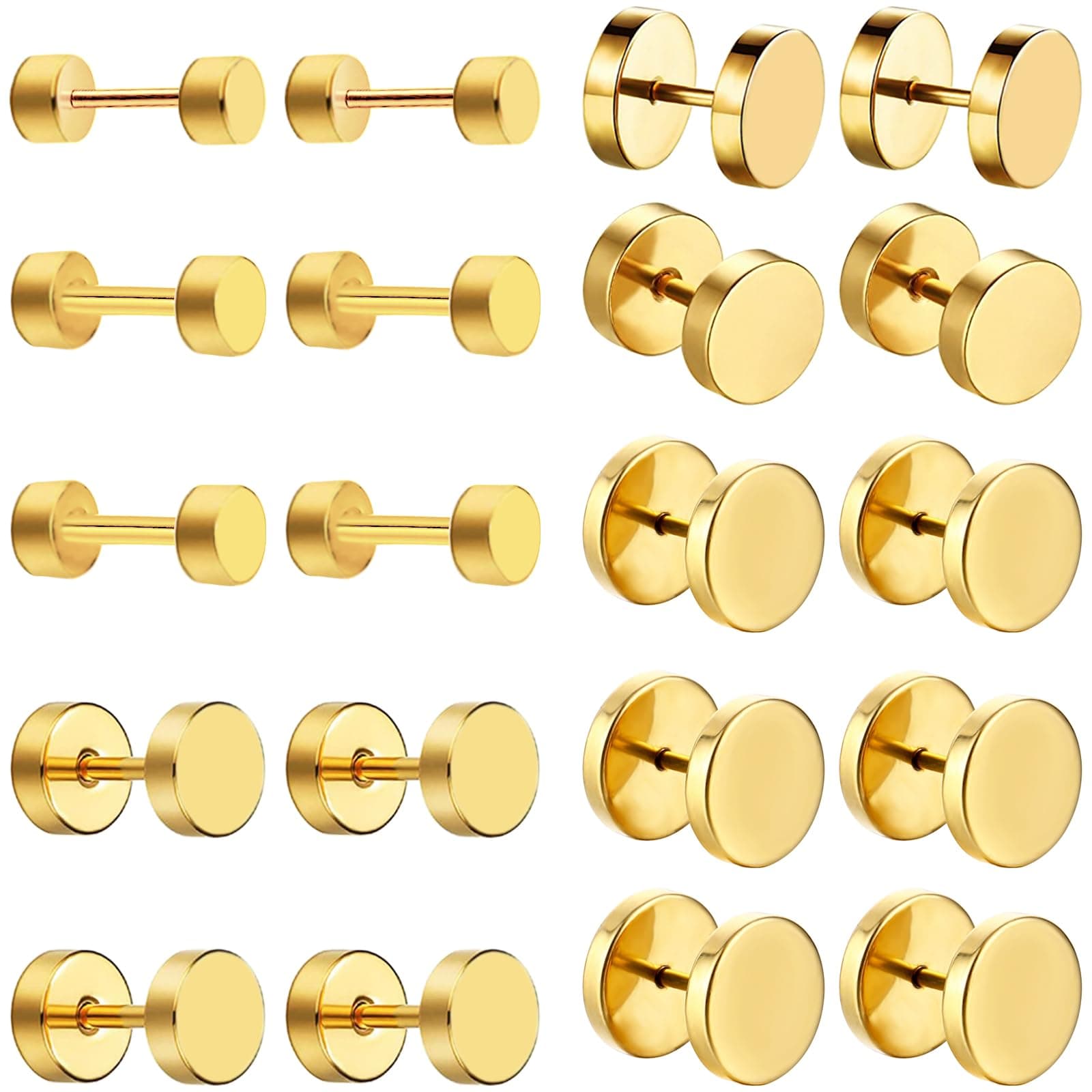 NEWITIN 16 Pairs Screw Back Earrings for Women Hypoallergenic Earrings Surgical Steel Stud Earrings Flat Back Cubic Zirconia Opal Moonstone Small Stud Earrings for Women, Metal