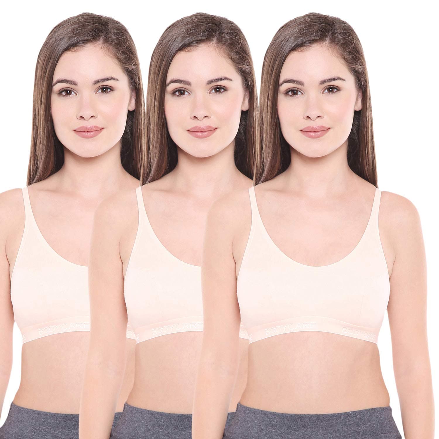 Bodycare Women's Spandex And Cotton Non Padded Wire Free Sports Bra Orange