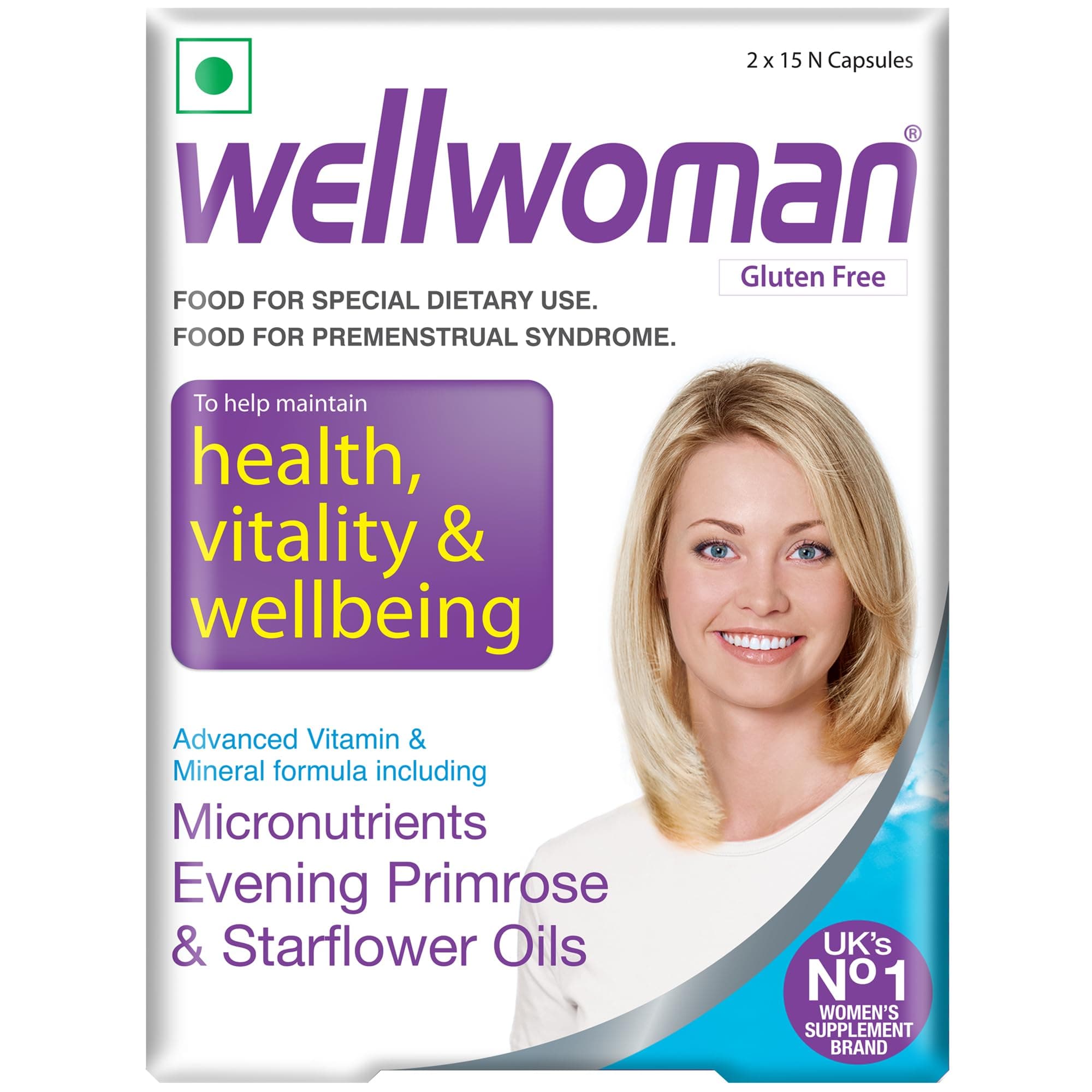 Wellwoman Multivitamin Capsules For Women With Evening Primrose Oil,Magnesium,Vitamin C,B6,Folic Acid To Provide All Round Nutrition,Immunity,Helps Reduce Pms,Pcos Symptoms,30 Veg Capsules,200 grams