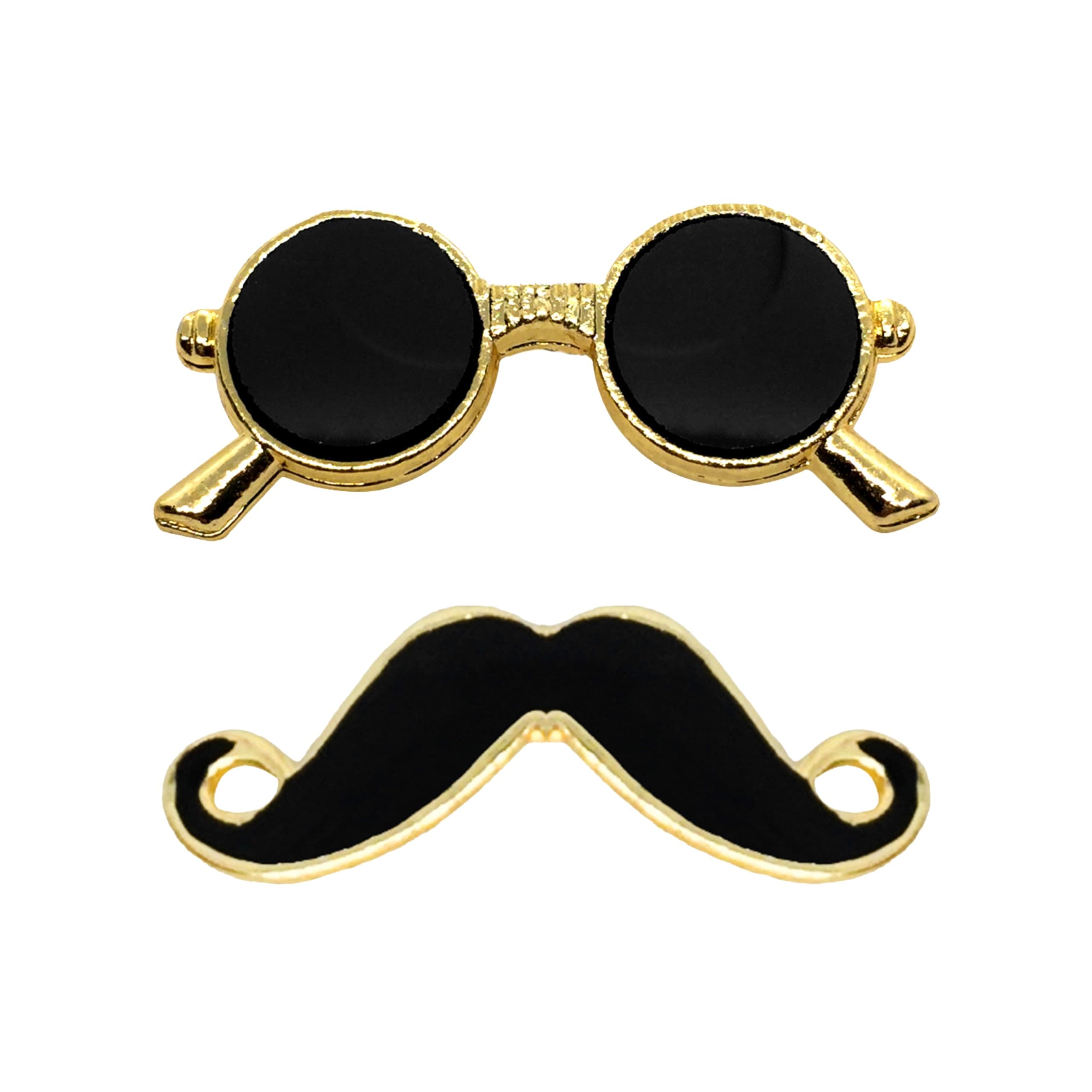 FURE Macho Sunglasses & Moustache Brooch (Golden) for Men and Women
