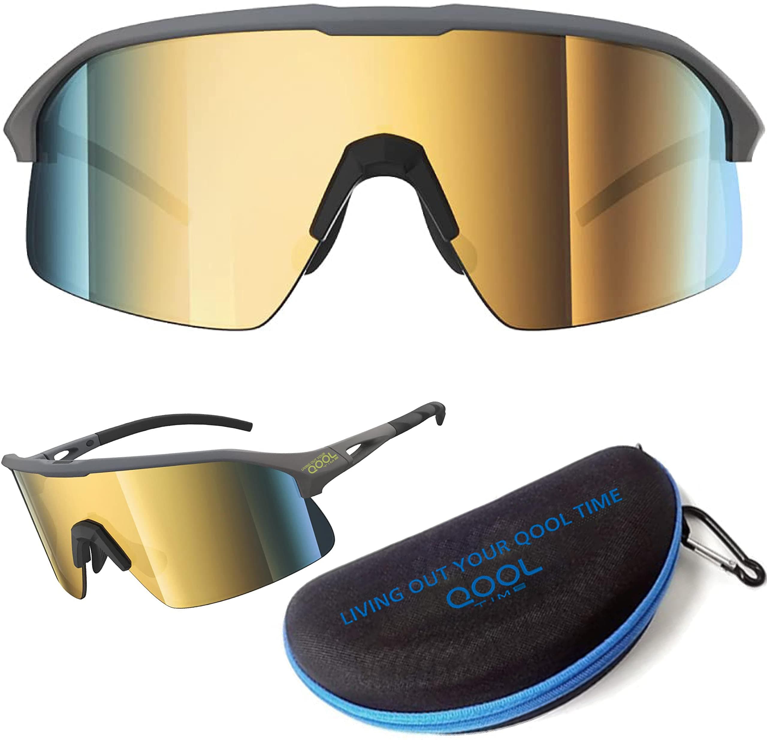 Living out your qool time Polarized Wrap Around shield cycling Sunglasses Men Women Golfing ski Triathlon Volleyball Running Baseball Padel Tennis 118