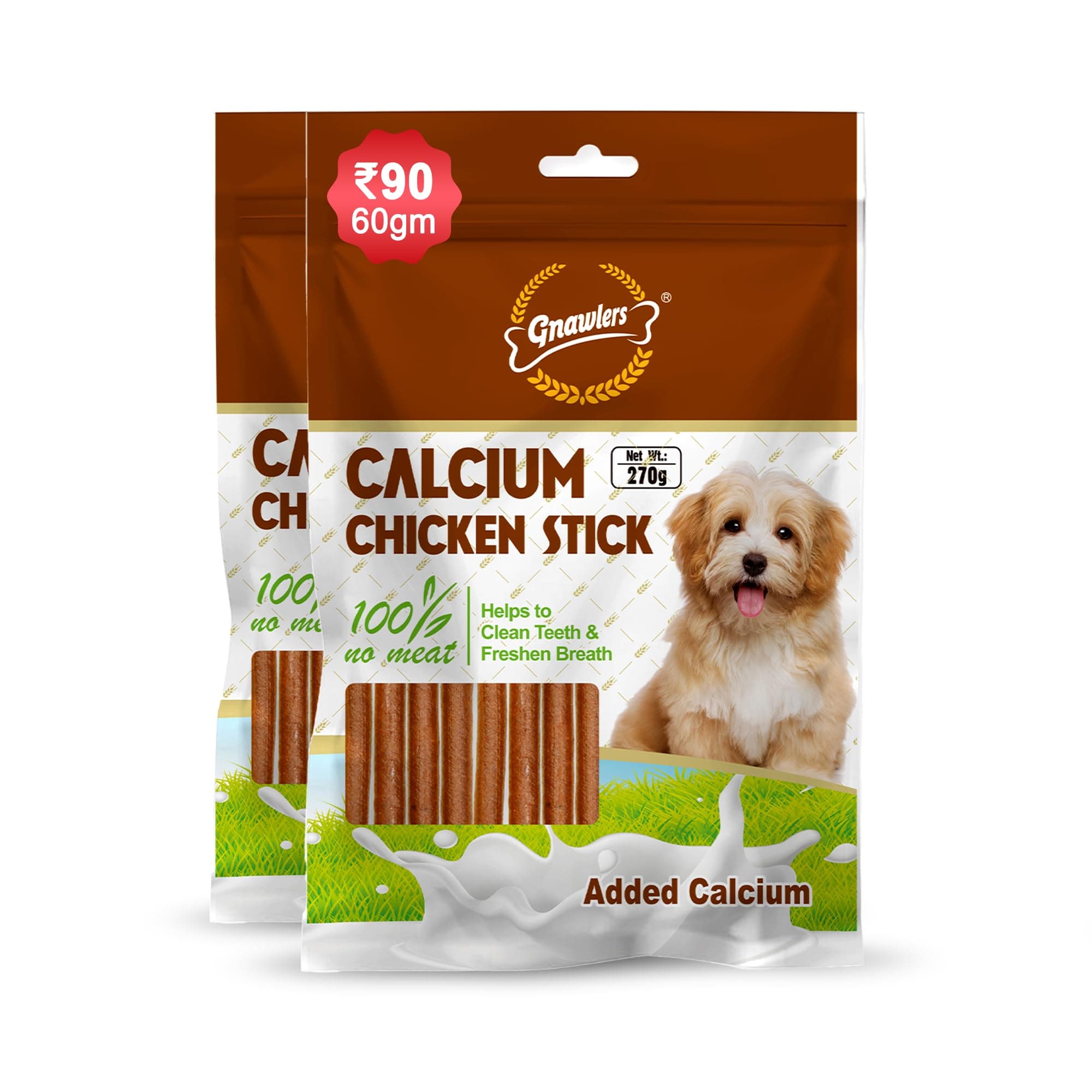 Get More Gnawlers Chicken Sticks Dogs Stick | Dog Treat 270G (Pack of 2), All Life Stages