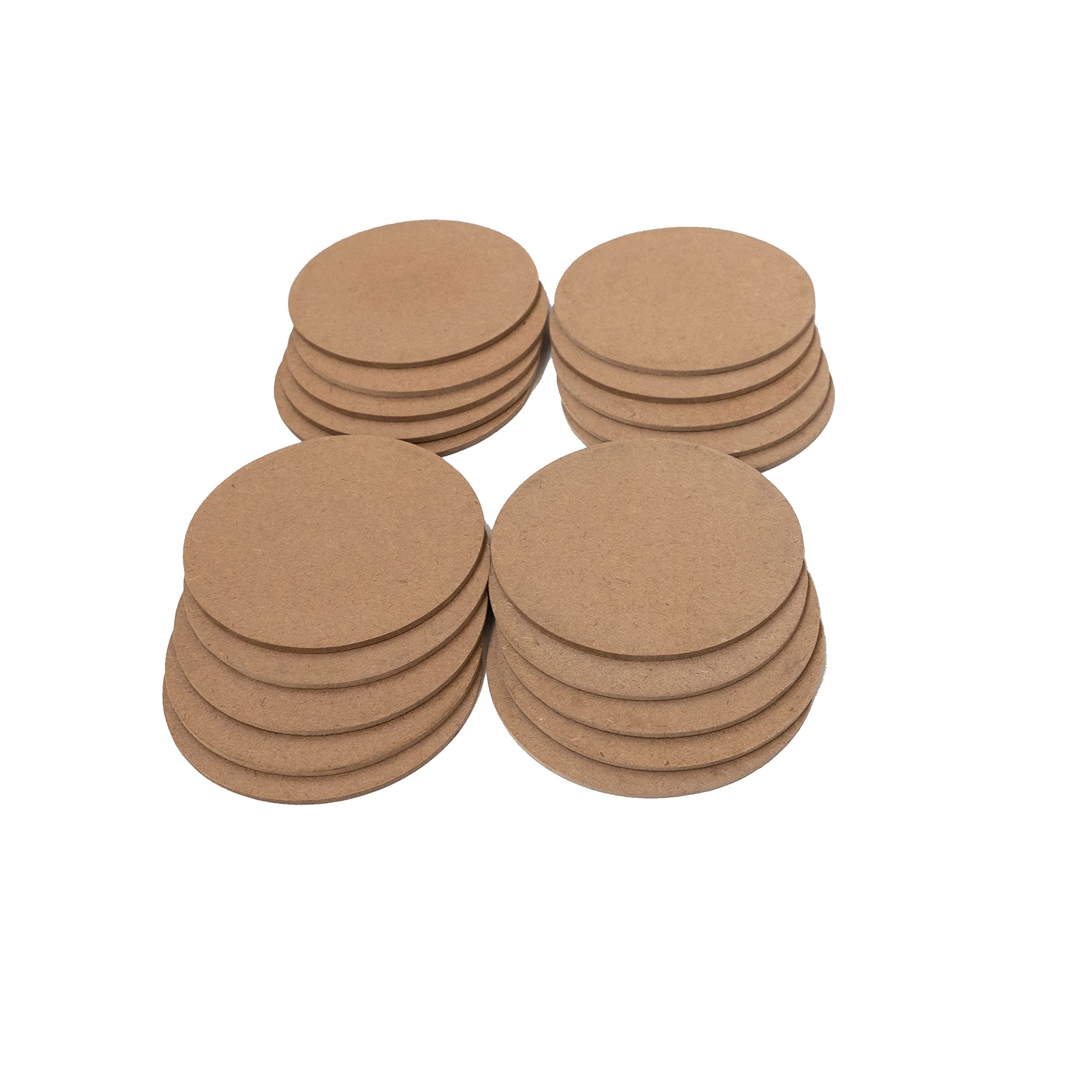 IVEI DIY Thin MDF Coasters Wood Sheet Craft -MDF Plain Wooden Coasters Shaped Blank Cutouts for Painting Wooden Sheet Craft, Decoupage, Resin Art Work & Decoration - Set of 20 (Round)
