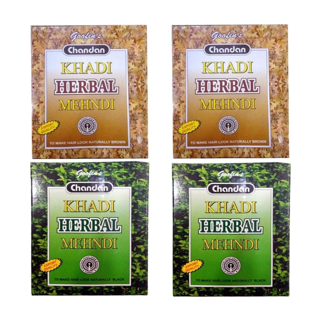 Khadi Pure Herbal Black & Brown Mehndi, 80 g (Pack of 4)