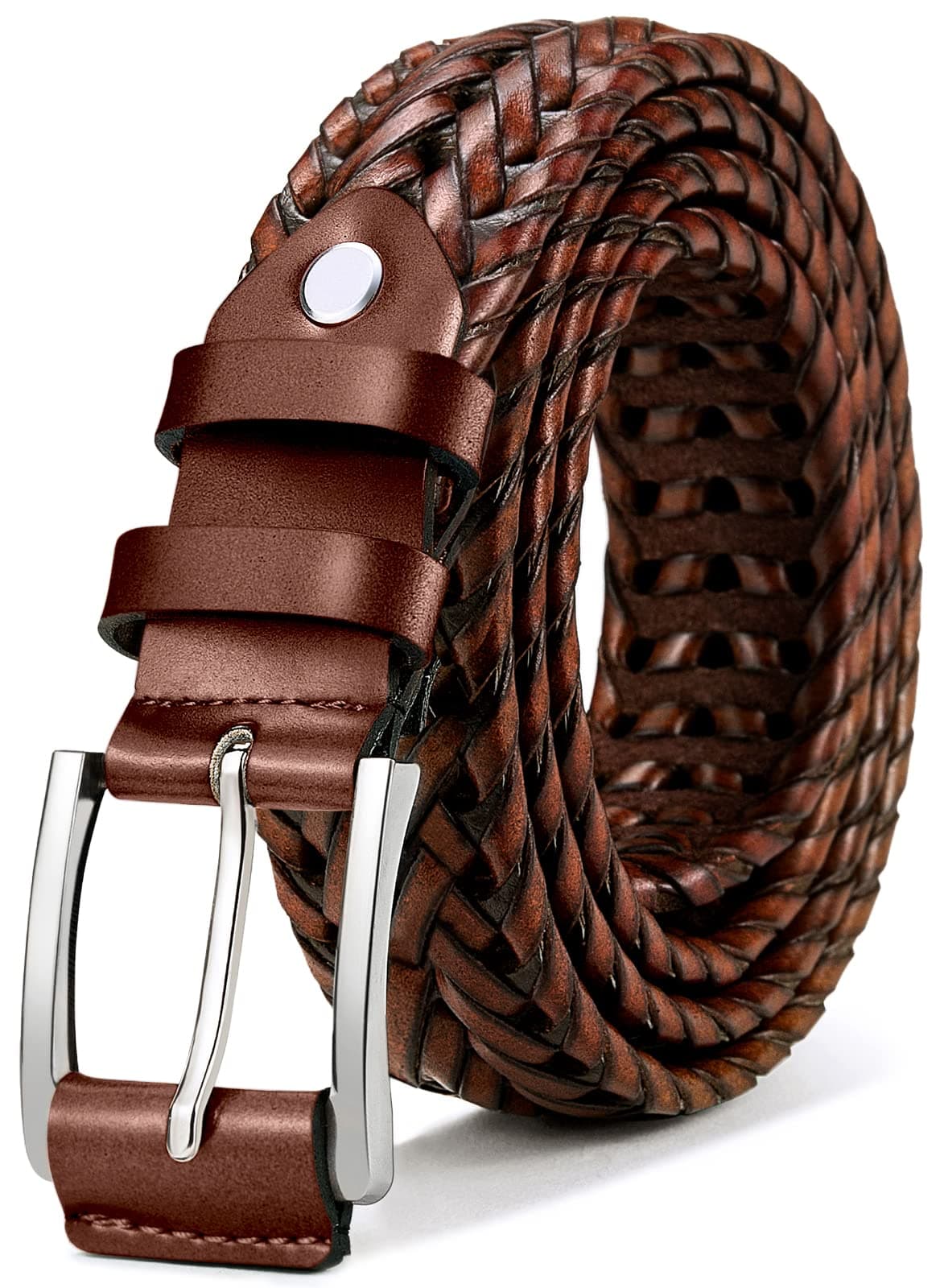 Mens Belts,Bulliant Leather Woven Braided Belts for Men Casual Jeans Golf,Anyfit,Gift Boxed