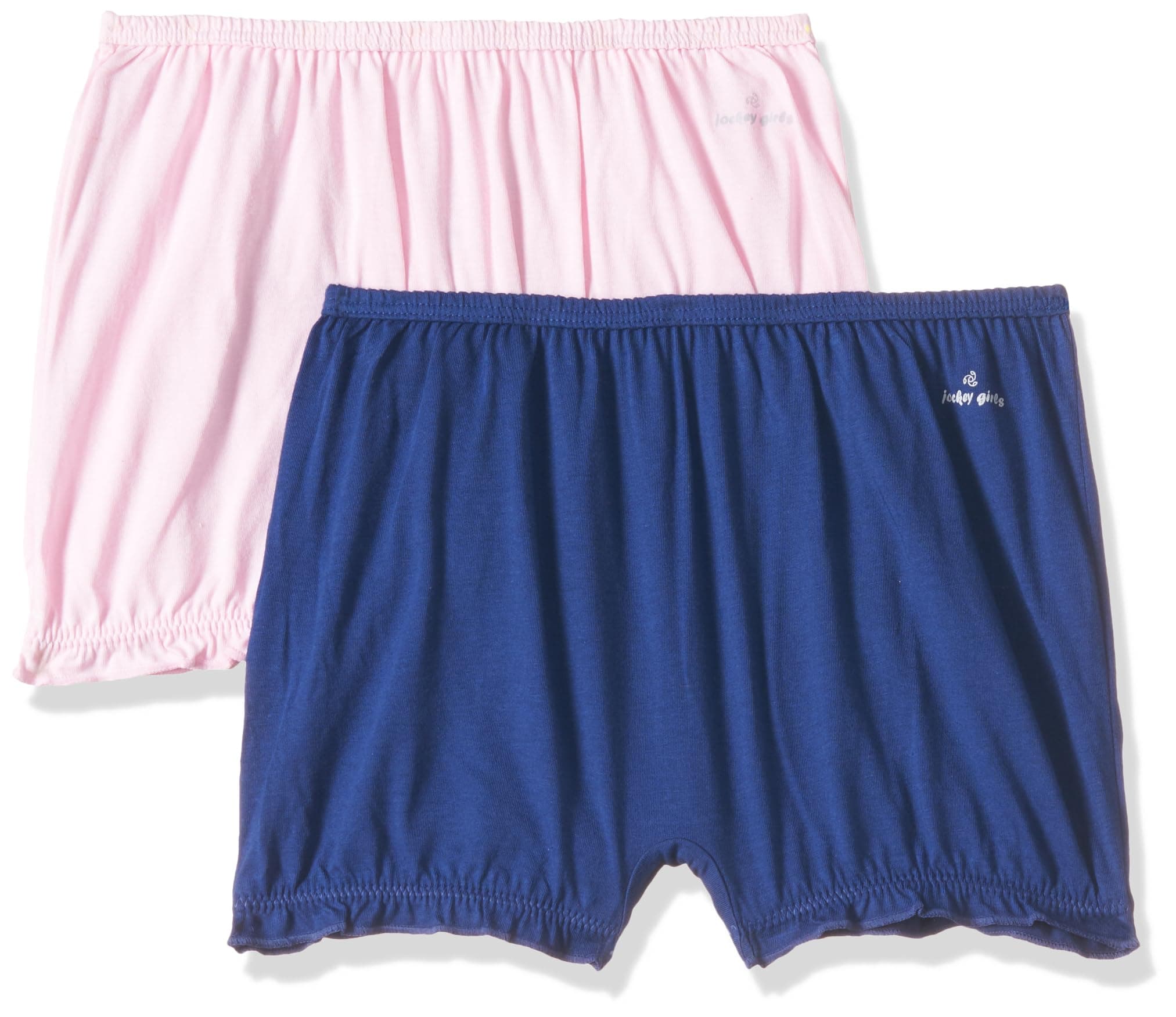 Jockey SG06 Girls Super Combed Cotton Bloomers with Ultrasoft Waistband (Pack of 2)_Fairy Tale & Blue Depths_11-12 Yrs