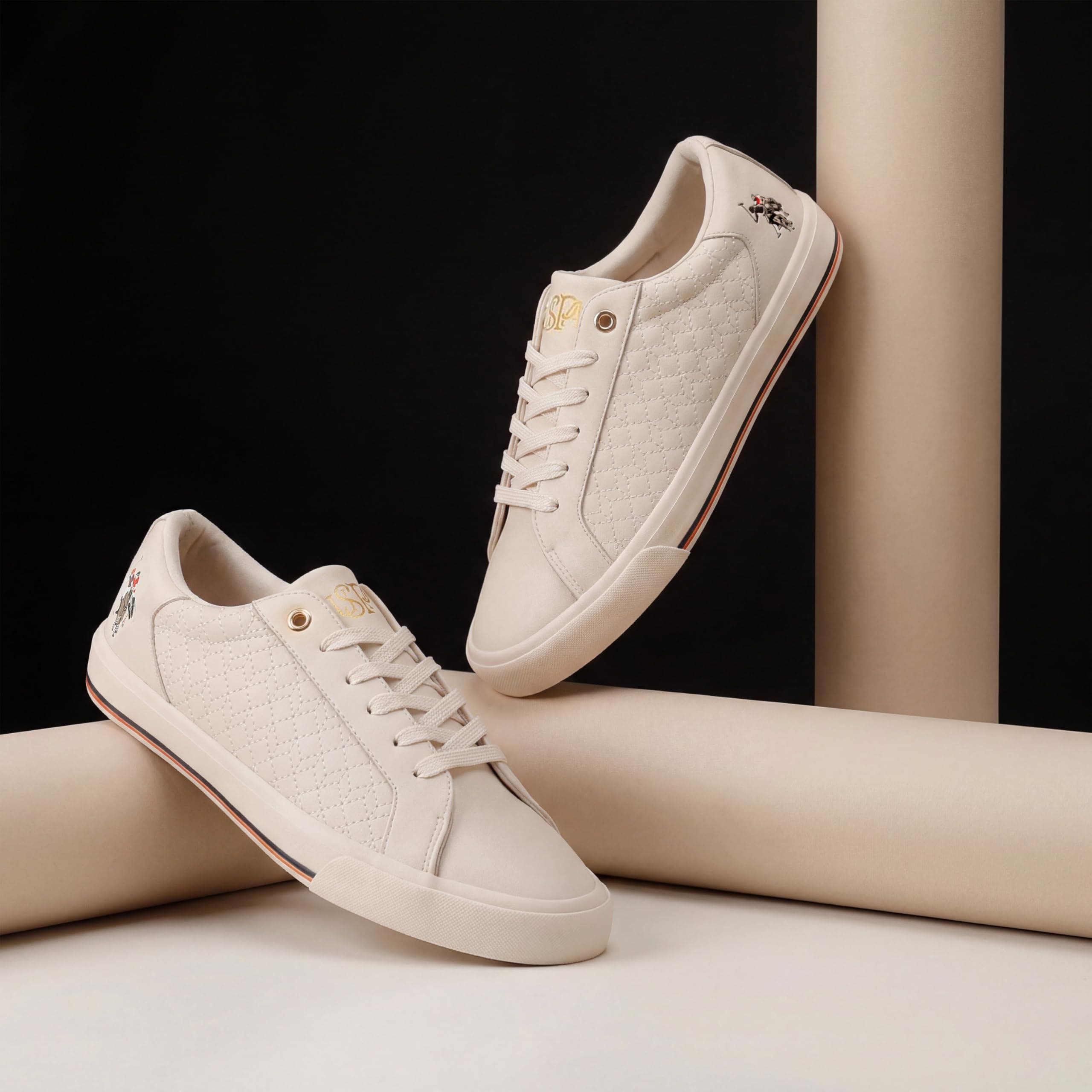 U.S. Polo ASSN. Heidi 2.0 White Sneakers Shoes with Quilting Detail