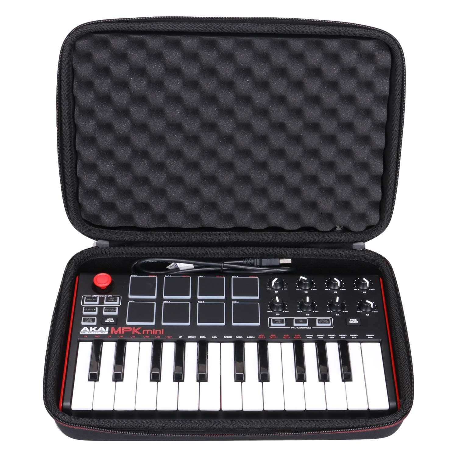 LTGEM Travel Hard Carrying Case for Akai Professional MPK Mini MKII & MPK Mini Play | 25-Key Ultra-Portable USB MIDI Drum Pad & Keyboard Controller (black)