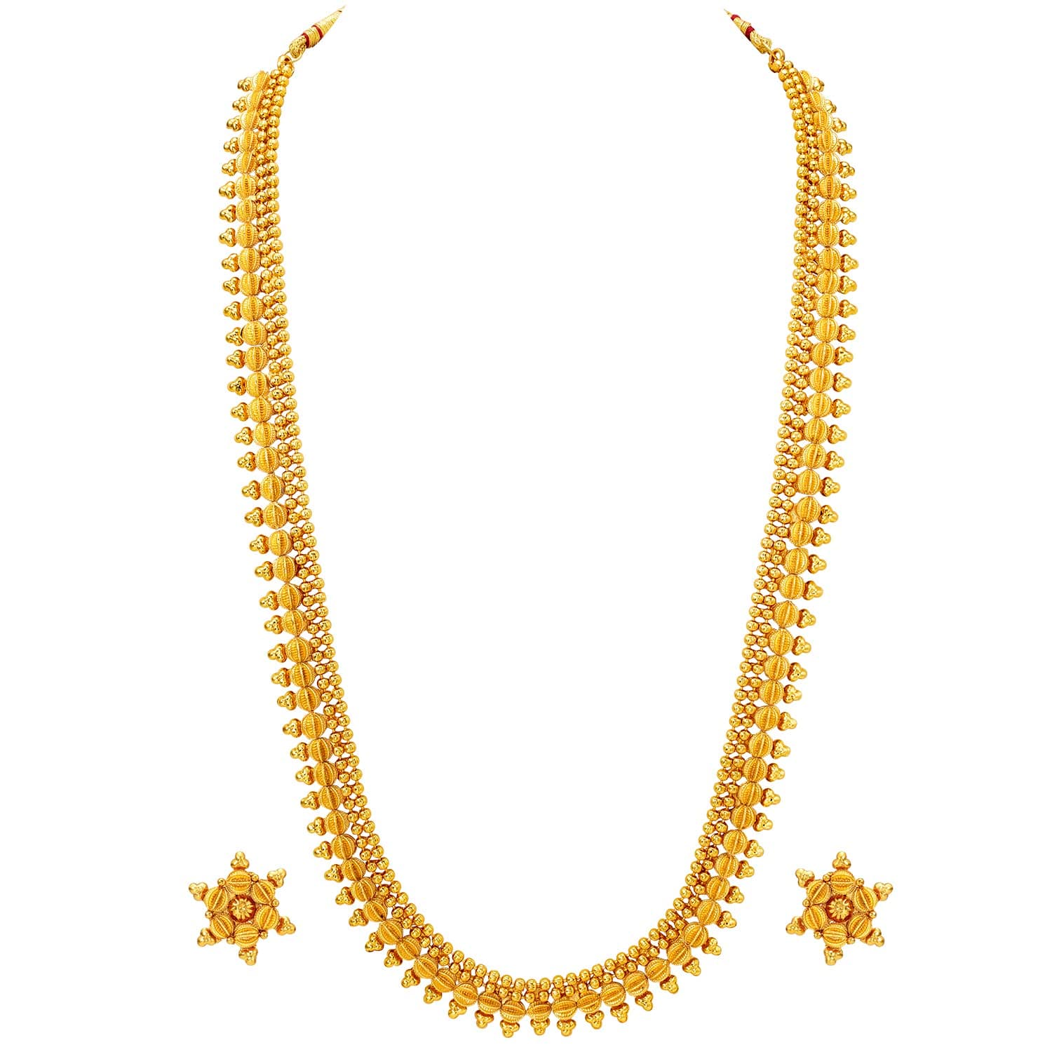 Peora Gold Plated Maharani Haar Necklace Stud Earrings South Set Women