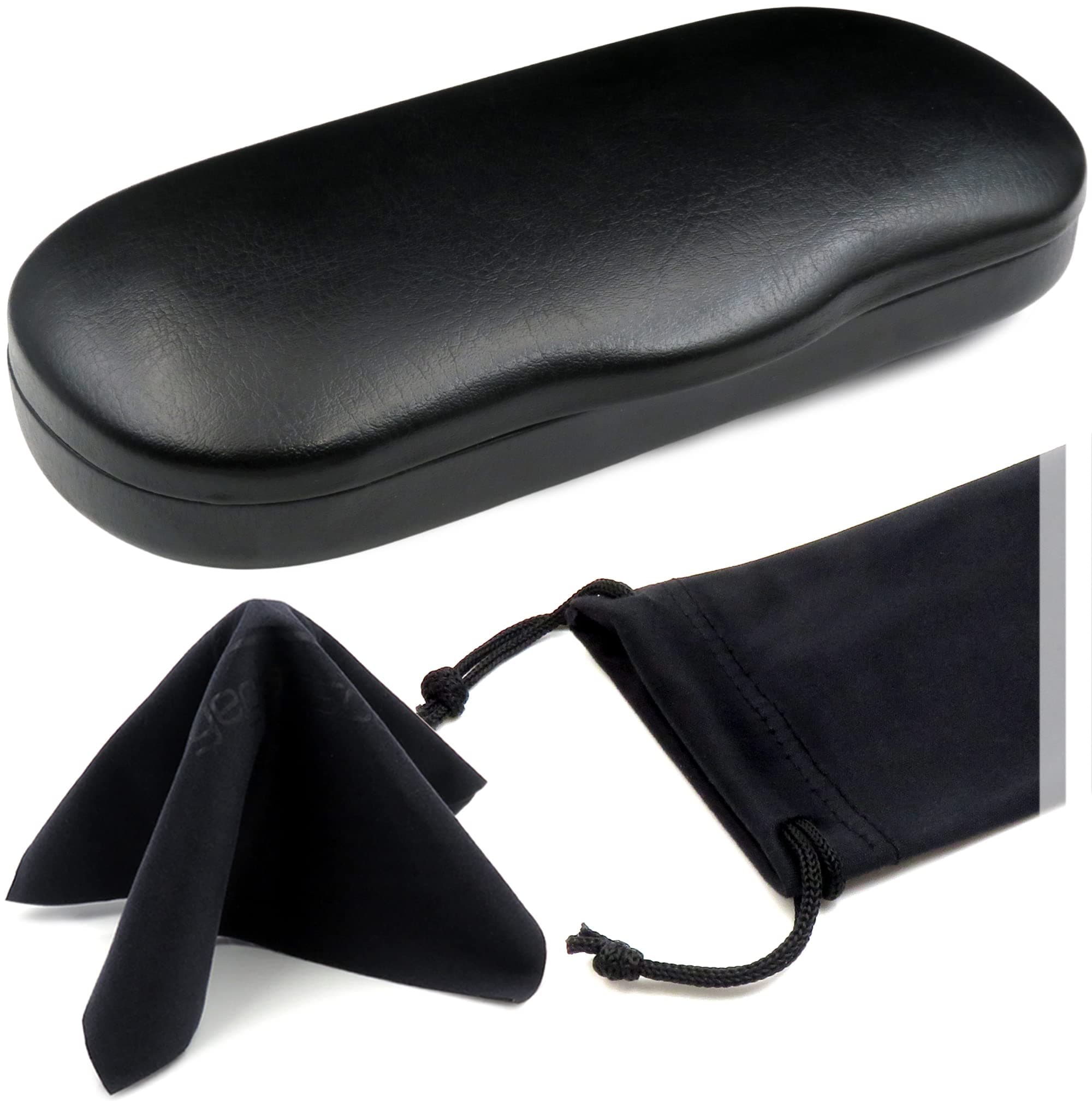 Premium Eyeglass Case for Men and Women | Many Colors | Medium | Hard | Sturdy | Protective | AS196 Black