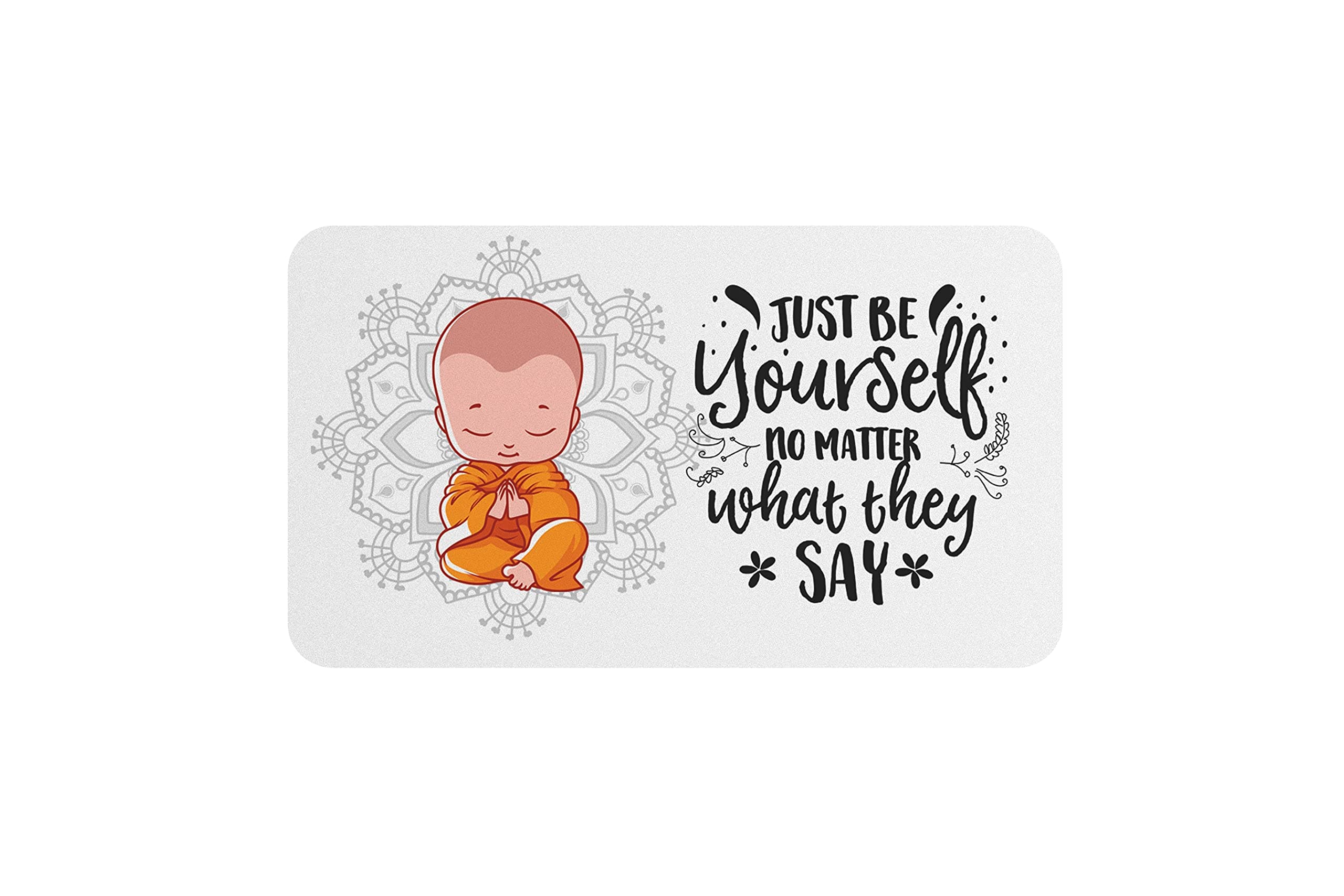 AVI Rubber Rectangular Fridge Magnet White Be Yourself Motivation Quote Cute Buddha RFM00018