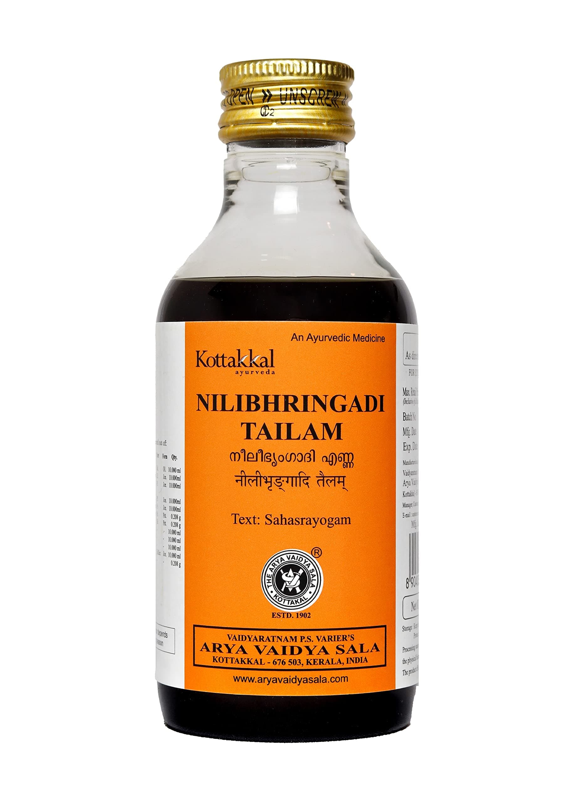 Kottakkal ayurveda® Nilibhringadi Tailam - 200 ml, Enriched With Natural Ingredients, Helps to Improve Quality of Hair