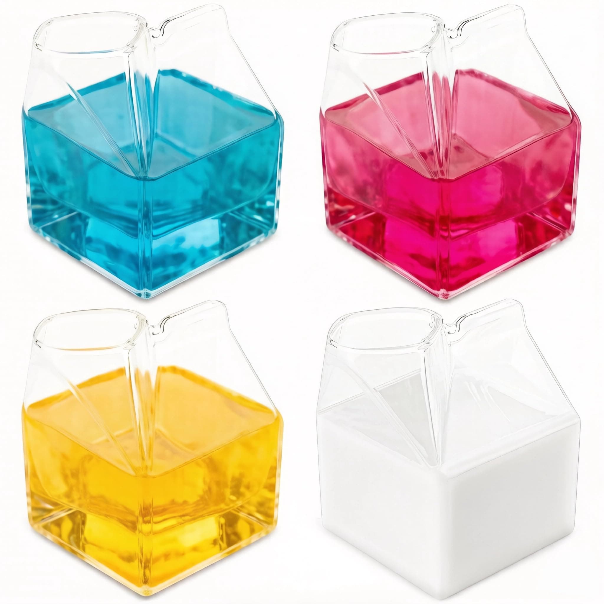 WUWEOT 4 Pack 12OZ Square Heat Resistant Transparent Glass Milk Cup Pitcher