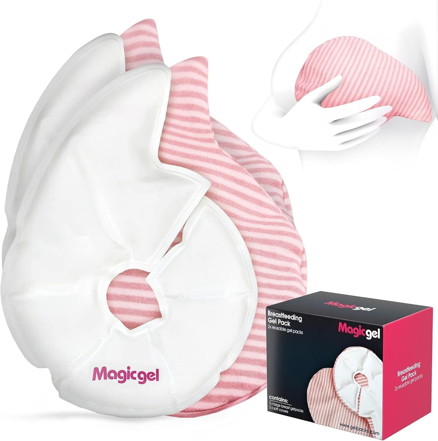 Luxury Breast Gel Packs by Magic Gel - Use as a Breast Ice Pack or a Breastfeeding Heating pad.