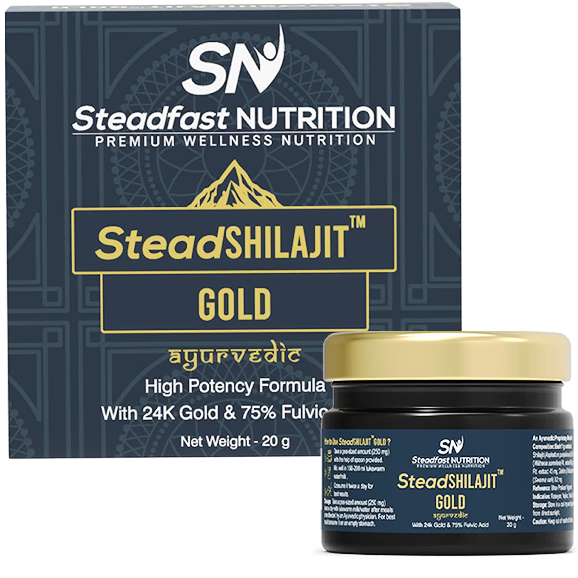 Steadfast Nutrition Stead SHILAJIT Gold 20 gm Ayurvedic High Potency Formula With 24k Gold & 75% Fulvic Acid