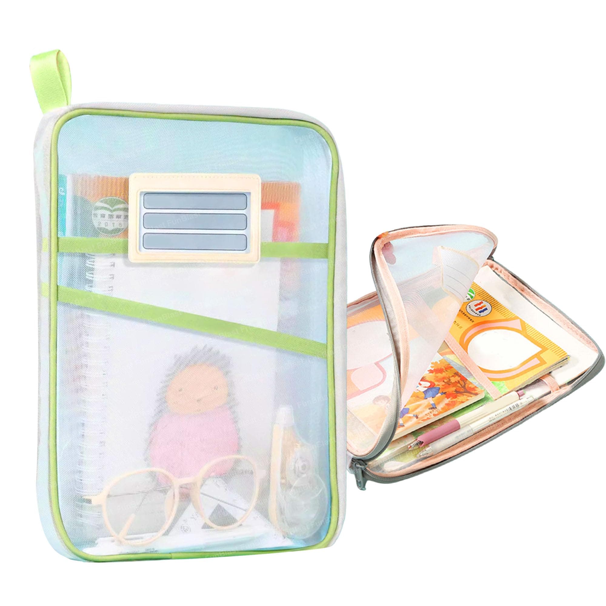 FunBlast Mesh File Folder for Documents – File Folders for Documents A4 Size, Zipper File Folders with Carry Handle, Multipurpose Document Stationary, Office Supplies Organizer Case (Random)