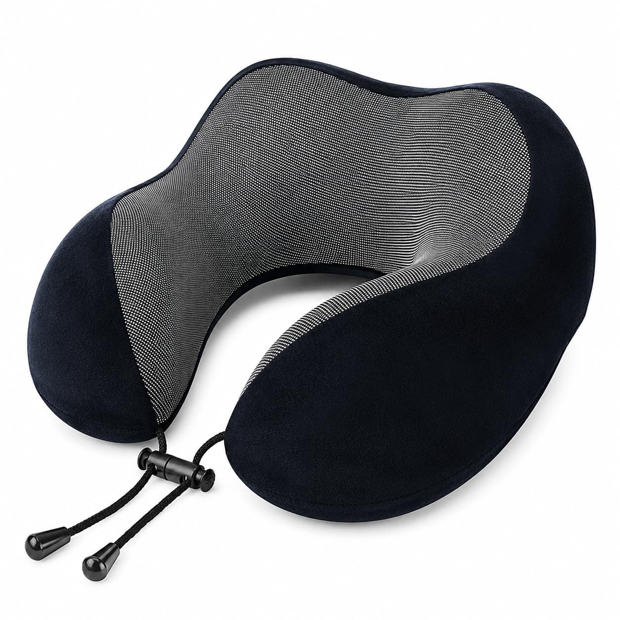 Zollyss Memory Foam Travel Neck Pillow, U Shape Neck Pillow for Travel, Airplane, Car & Office, Soft Neck Support Pillow with Adjustable Lock and Washable Cover, Navy Blue