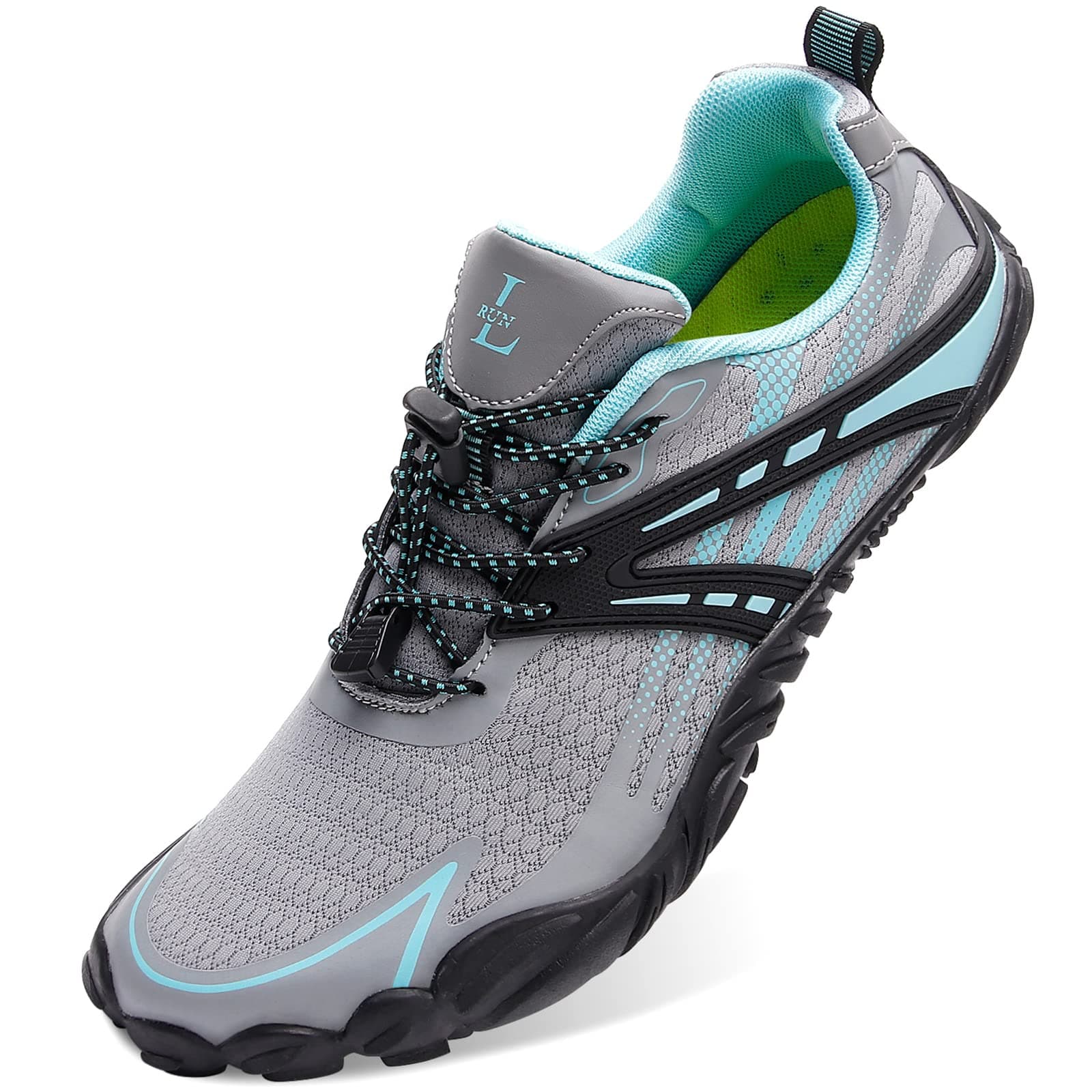 L-RUN Running Beach Shoes Womens Water Sports Shoes Grey Women_7, Men_5.5 M US