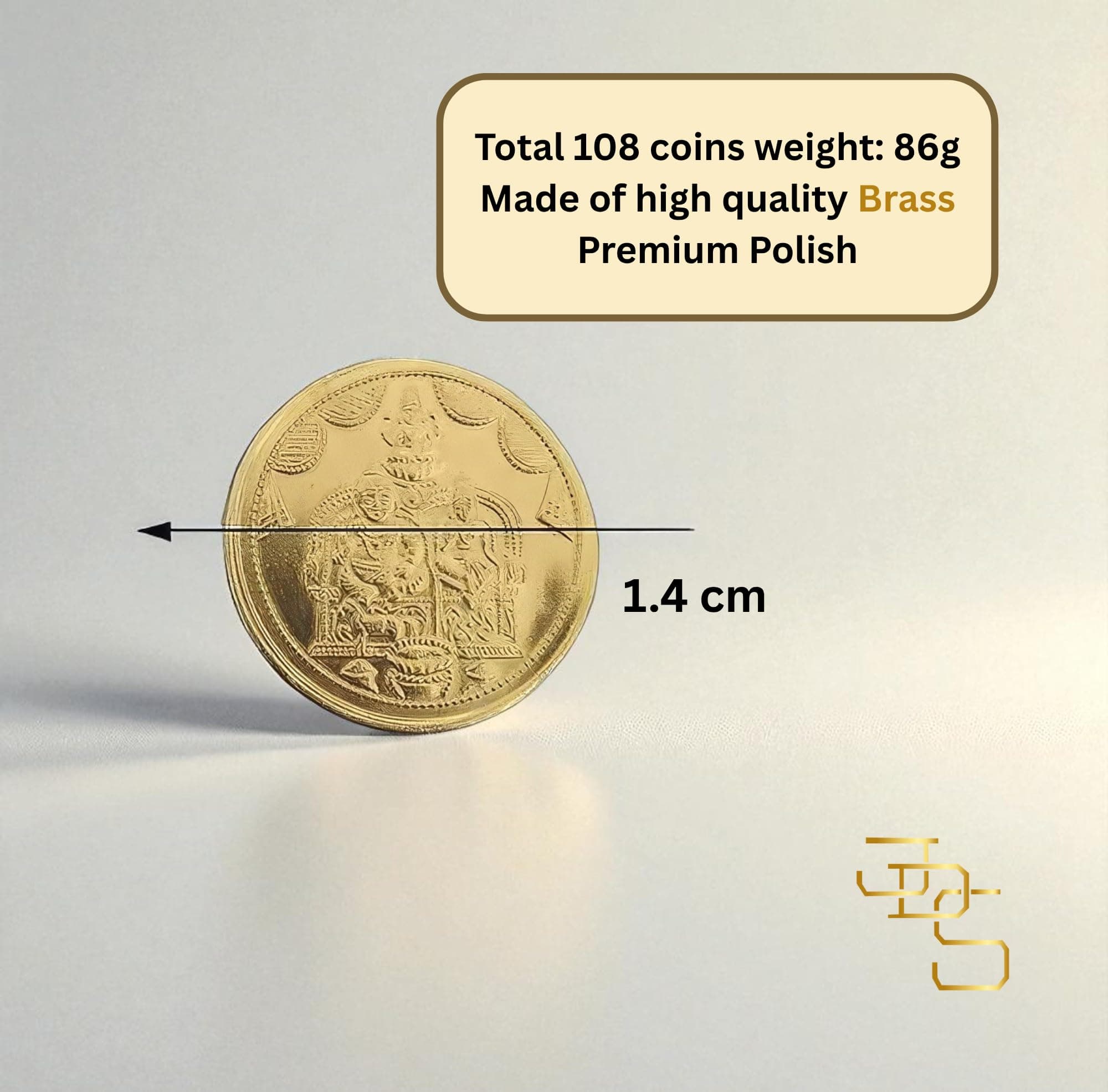 JDS Puja Articles 108 Gold-Plated Brass Lakshmi Kubera Pooja Coins – Small Size Coins for Diwali, Lakshmi Kubera Pooja & Spiritual Gifting.