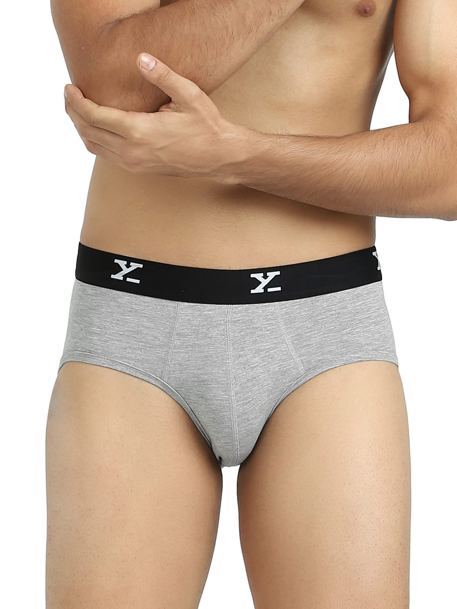 XYXX Men's Micro Modal Briefs - Ace Underwear for Men (M; Light Grey Melange)