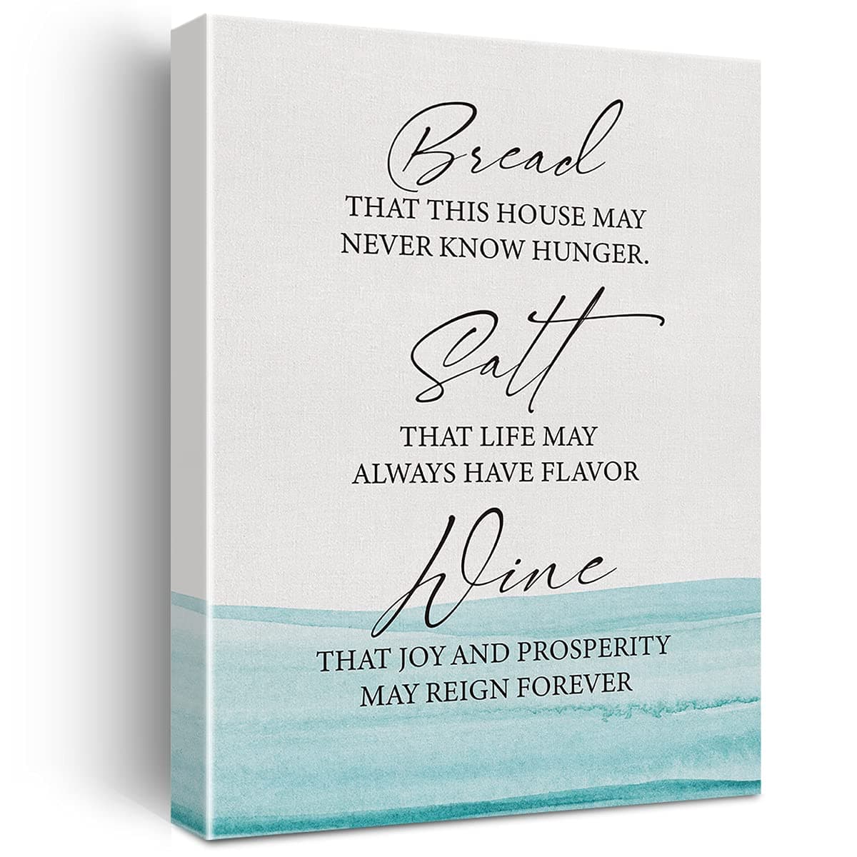 Inspirational Wall Art Bread Salt Wine Sign Life Quote Canvas Painting Prints for Home Kitchen Office Wall Decor Framed Artwork Gifts(12x15 Inch)